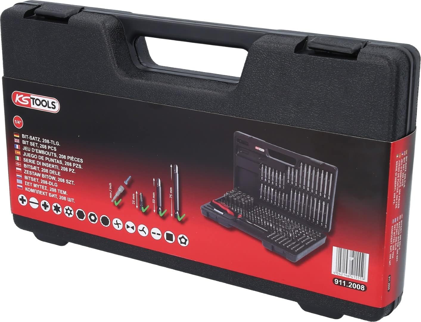 KS TOOLS 1/4" Classic Bit set, 208 pcs