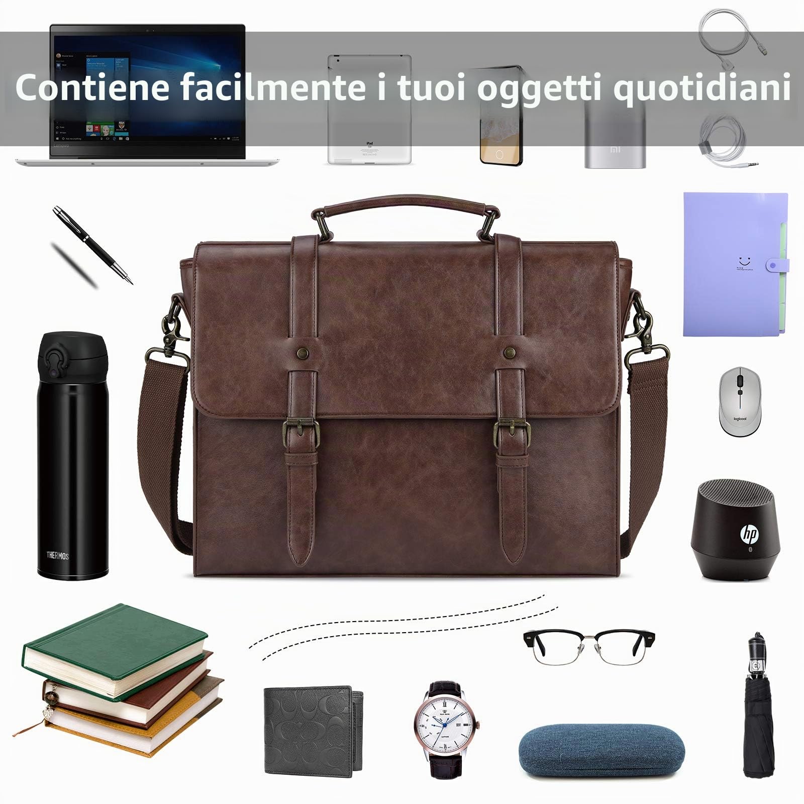 Lubardy Borsa Porta PC Uomo Borsa PC 15,6 Pollici Impermeabile Borsa Computer Notebook Borsa Tracolla Valigetta Messenger Lavoro Scuola Ufficio