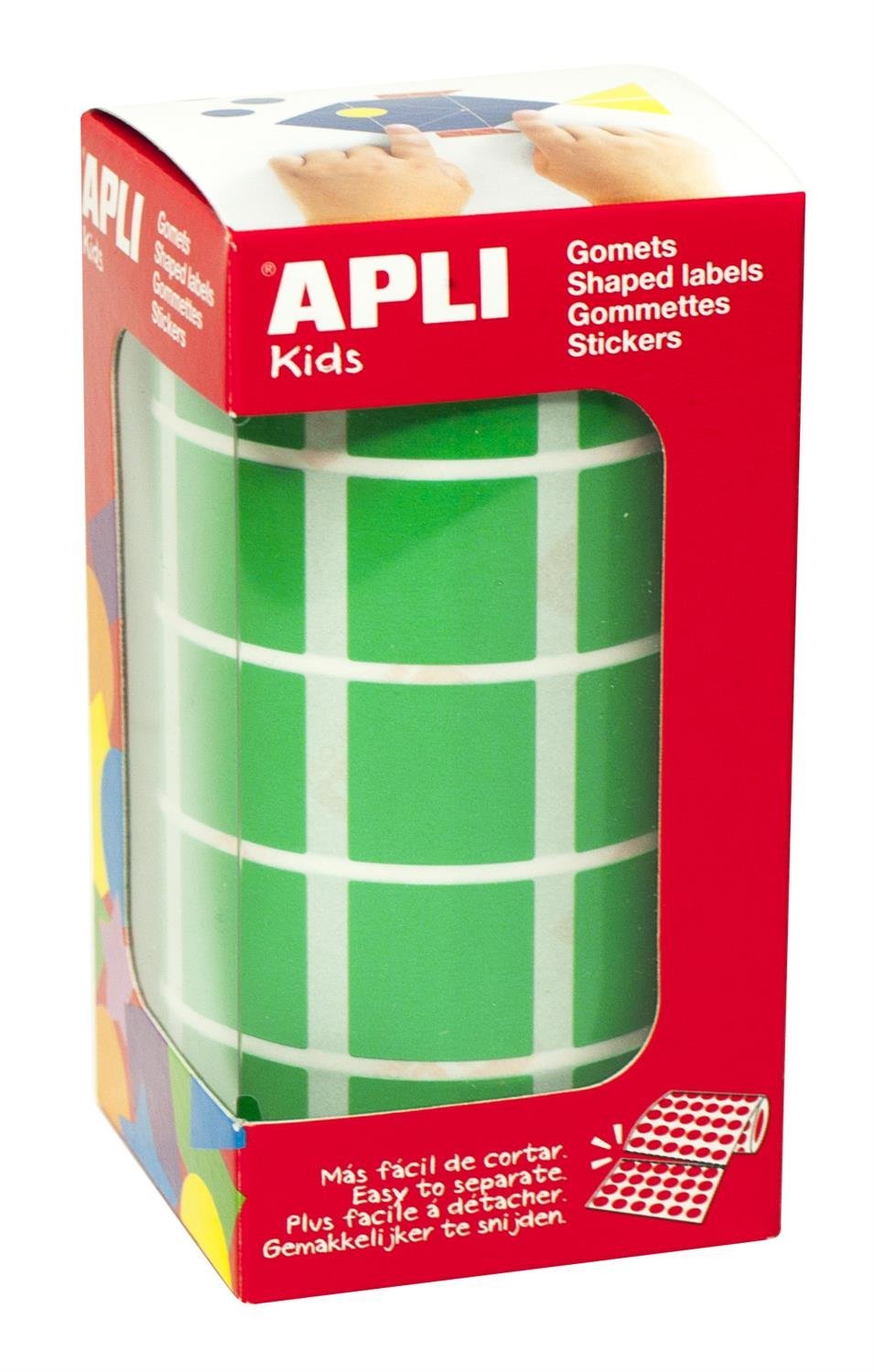 APLI 4878 Roll of Stickers Square 20 mm Green