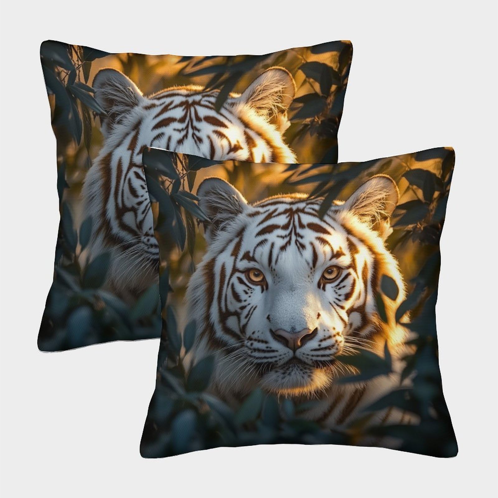 QFVANSIYO Jungle Tiger 3D Printed Pillowcase Microfiber Bedding Decor Animal Print Pillow Cover Breathable for Bedroom Teen Adult 45x45cm