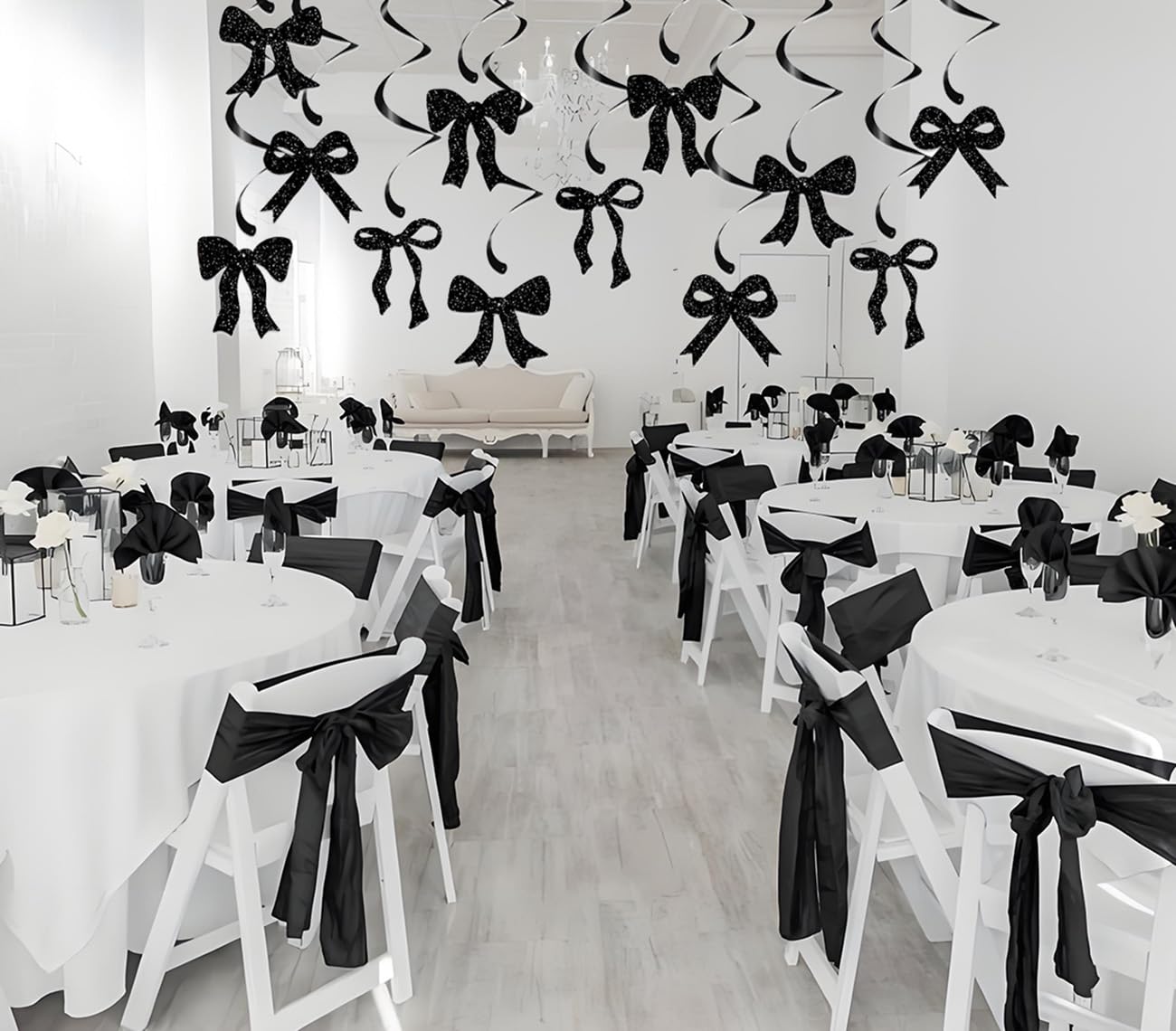 28-teiliges Schleifen-Deko-Set Für Geburtstag – Schwarze Schleifen & Wirbel, Karton, Für Mädchen- & Frauenpartys