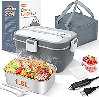 Vista 7 de DUPASU Lonchera Eléctrica Calentador de Alimentos: Lonchera Calentada de 100W para Adultos, Lonchera Portátil de Calentamiento Rápido de 1.8L, Gris