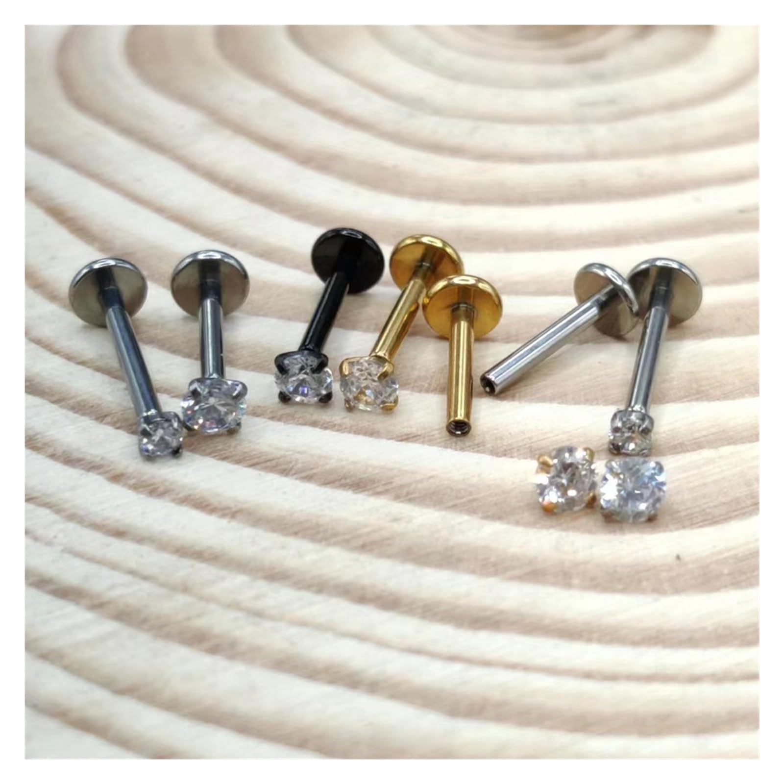 2/10 sztuk G23 ASTM F136 tytanu wewnętrznie gwint Piercing wargi nos Stud Labret zestaw kolczyków Tragus spiralna chrząstka biżuteria do ciała(1.2x8x4x4mm,10pcs Black)