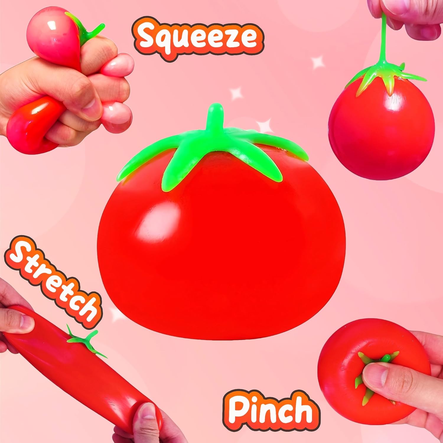 1Pcs Fruit Taba Squishy Toys Tomato Stress Balls for Adults and Kids Squishy Fidget Toy Sticky Sensory Stress Relief Toy Slow Rising Tomato Squishies for Office Classroom Prize Party Favors