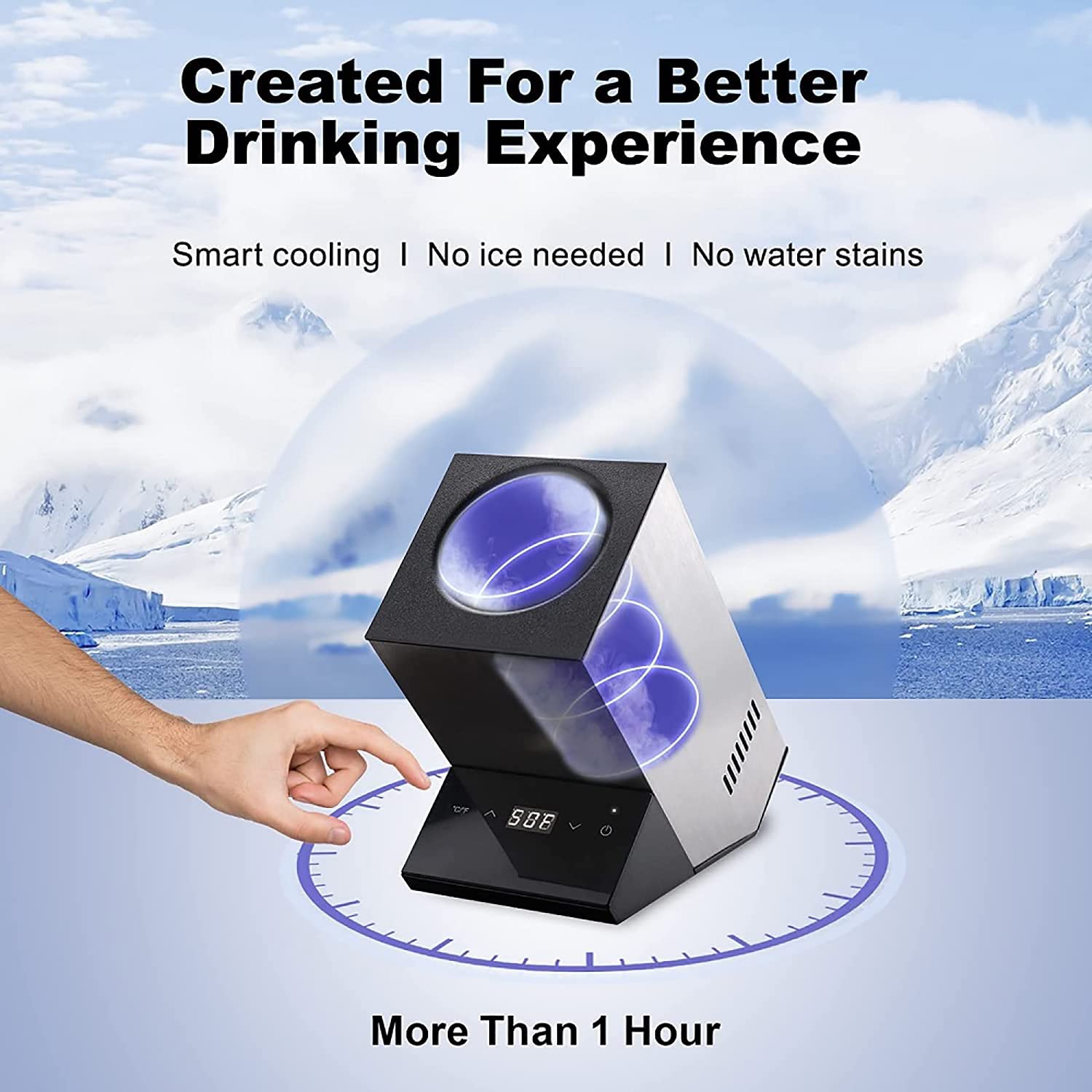 Enfriador eléctrico de vino de 750 mL de vino tinto o blanco, champán, enfriador de acero inoxidable de una sola botella en cocina, bar, Autocaravana - un buen regalo para los amantes del vino