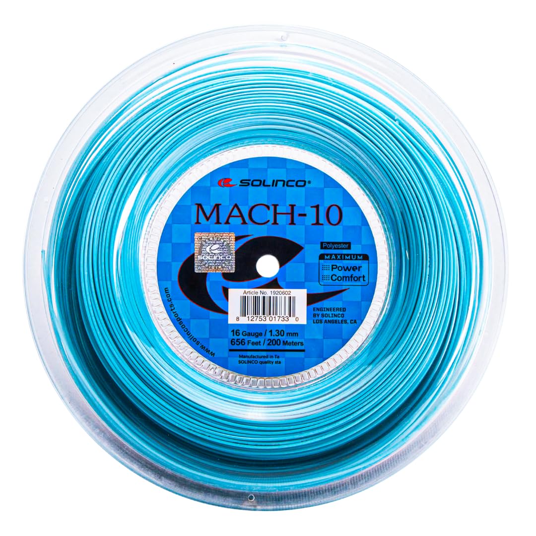 Solinco Mach-10 Co-Polyester Tennis String Reel 656 ft / 200 m – Explosive Power, Superior Feel & Tension Maintenance – CloudFORM Technology, Soft Durable Performance String