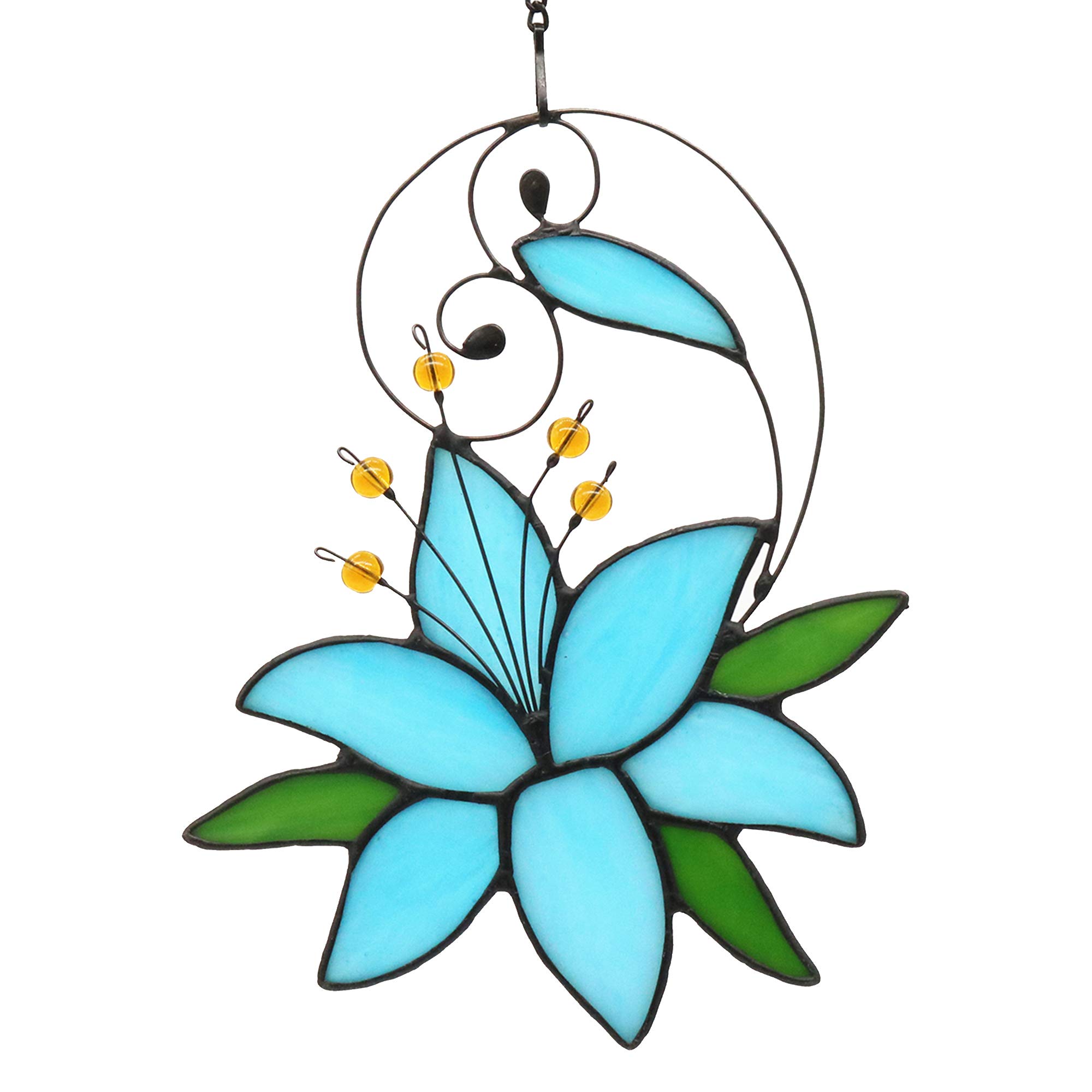 Lily Flower Gift for Women Birthday, Love Gifts for Mothers Day Anniversary Day, Floral Birthday Gift for Her Stained Glass Window Hangings, Gifts for Women from Friends