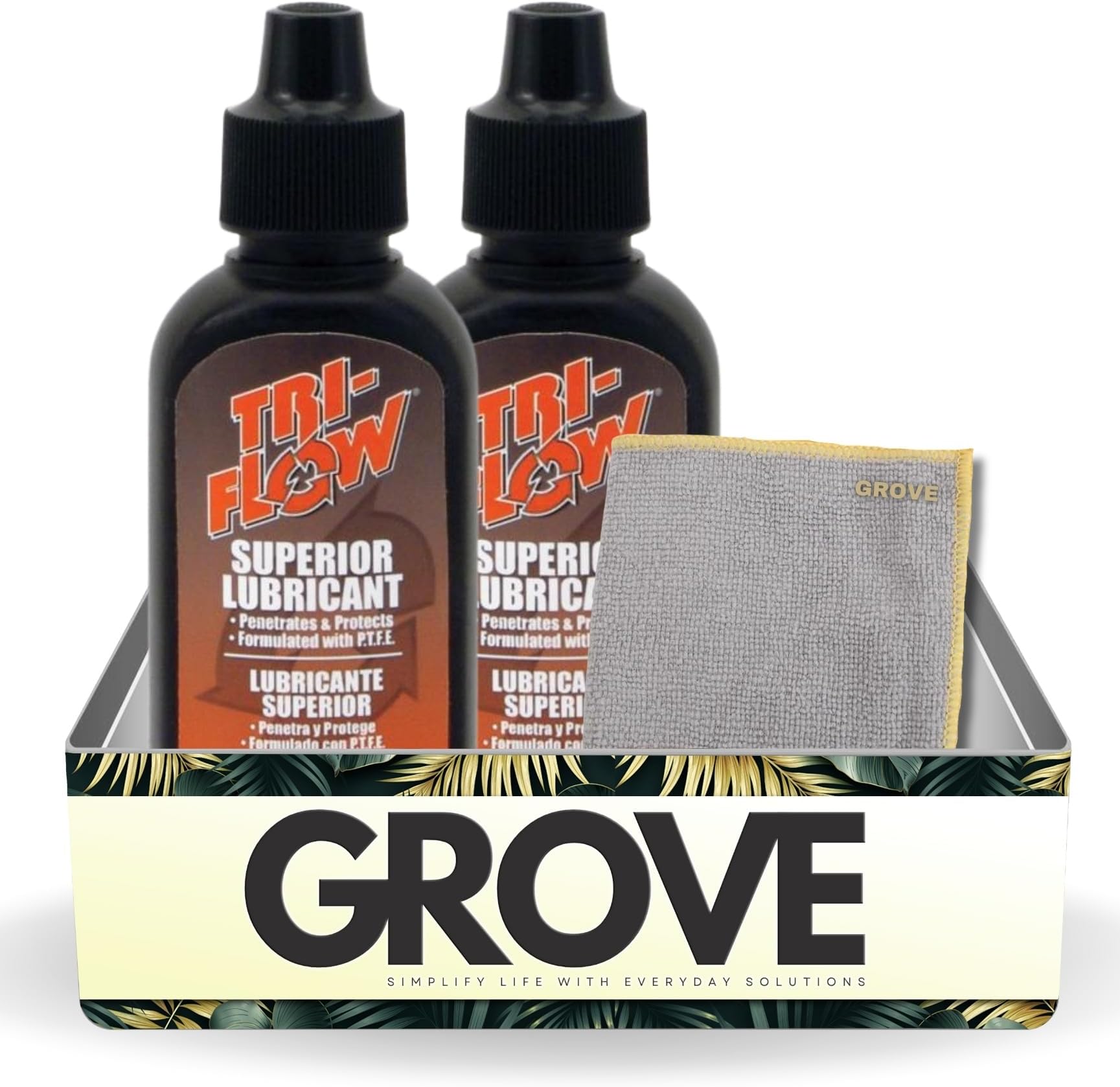 Grove Tri-Flow Superior Lubricant Bundle - High-Performance Bike Chain Lube - Moisture Resistance and Rust Prevention - 2 oz