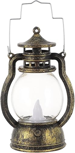 POPETPOP Linterna de camping LED vintage portátil al aire libre lámpara colgante con gancho retro bronce caballo diseño para tienda de emergencia