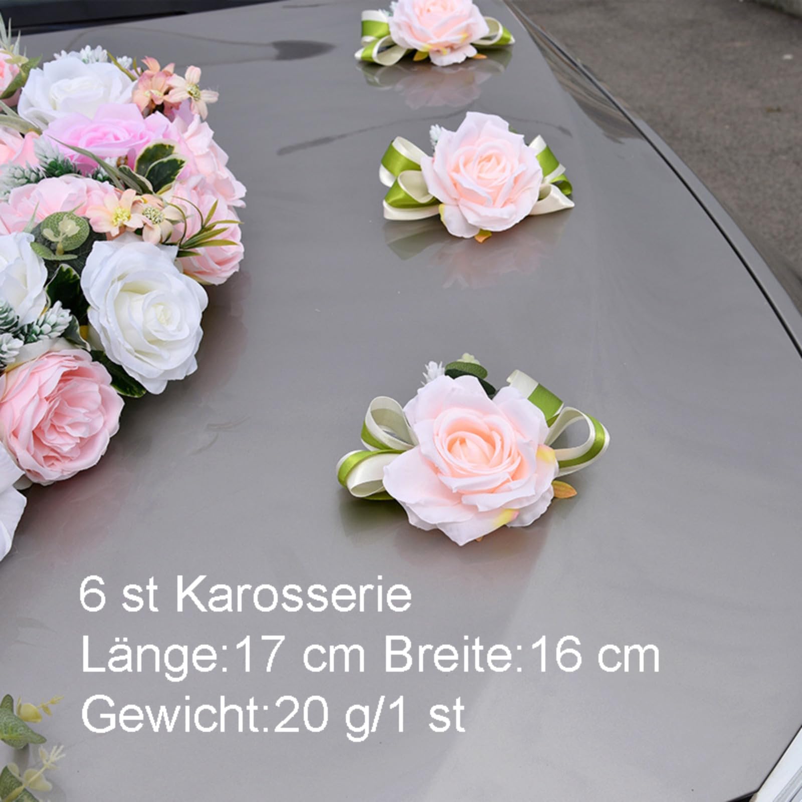 Autoschleifen Hochzeit, Künstliche Blume Autoschmuck Schleifen, Auto Verschönert Rückspiegel Türgriff Dekoration für DIY Autoschmuck (13 st Set)