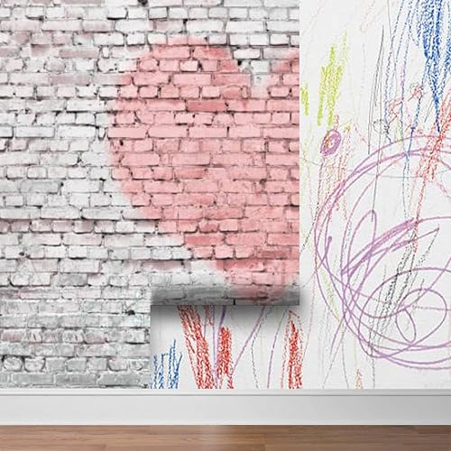 Miniatura 5 de Papel tapiz autoadhesivo de PVC, diseño de corazón antiguo, grafiti, día de San Valentín, calcomanías de pared para dormitorio de niñas, decoración