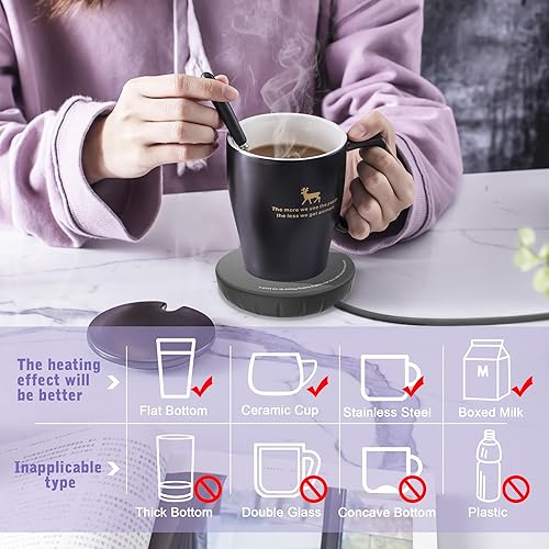 Miniatura 3 de Calentador de taza de café con apagado automático para uso en escritorio de oficina en casa, control táctil, seguridad tecnológica y ajustes de