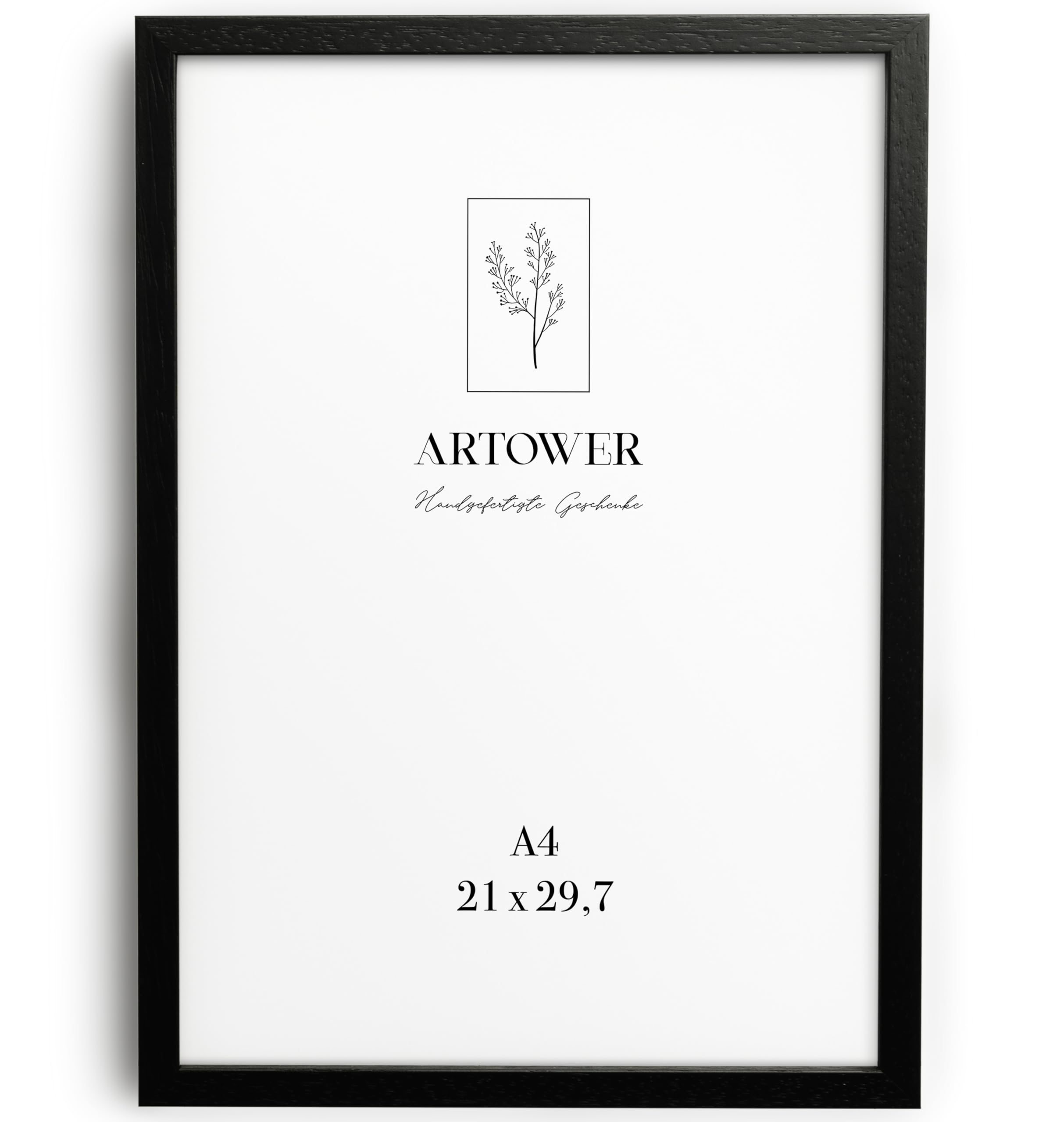 Cadre Photo Bois Noir Format A4 - Verre Acrylique, Design Minimaliste