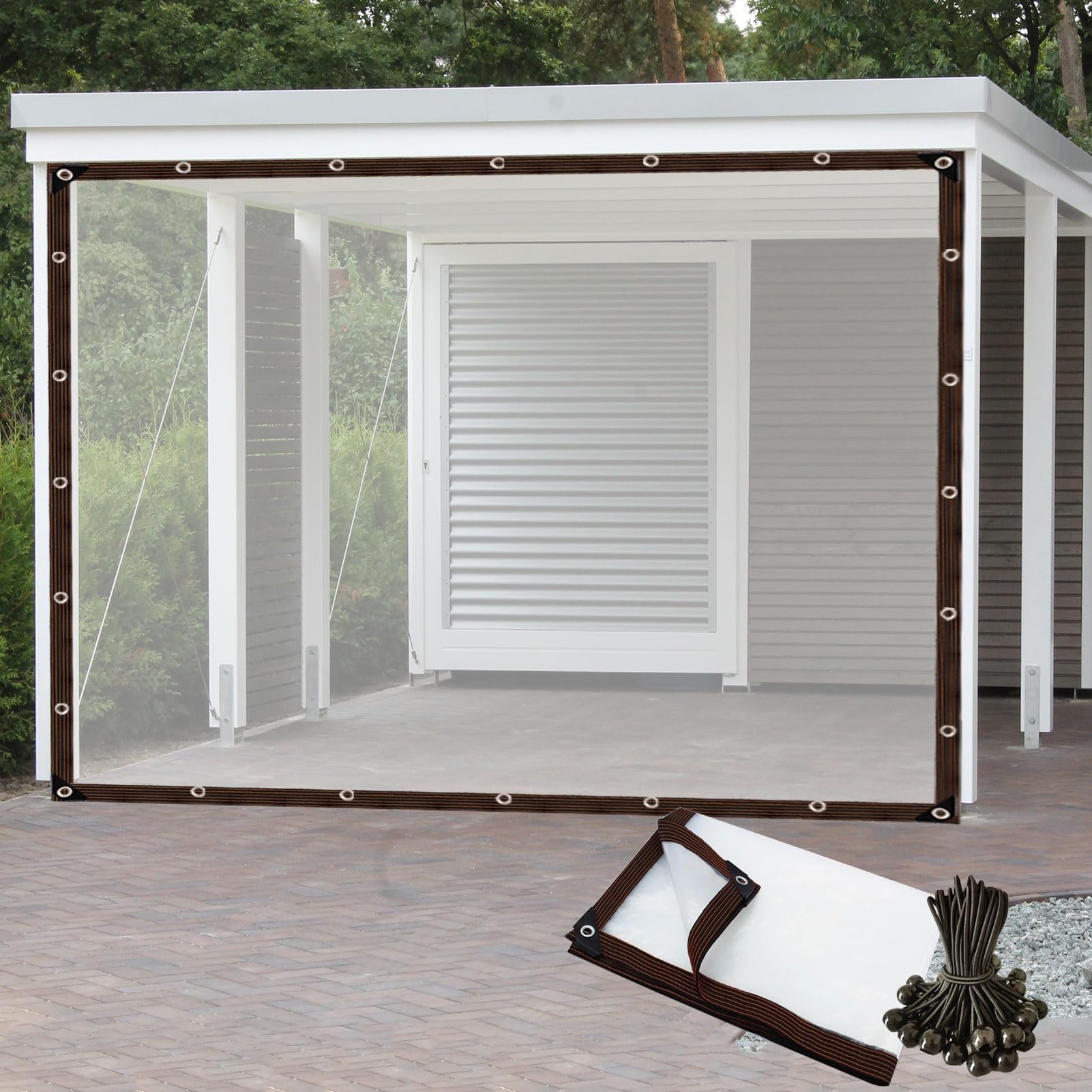 Cortinas para exteriores transparentes de 3x2m para cenar en la terraza en invierno