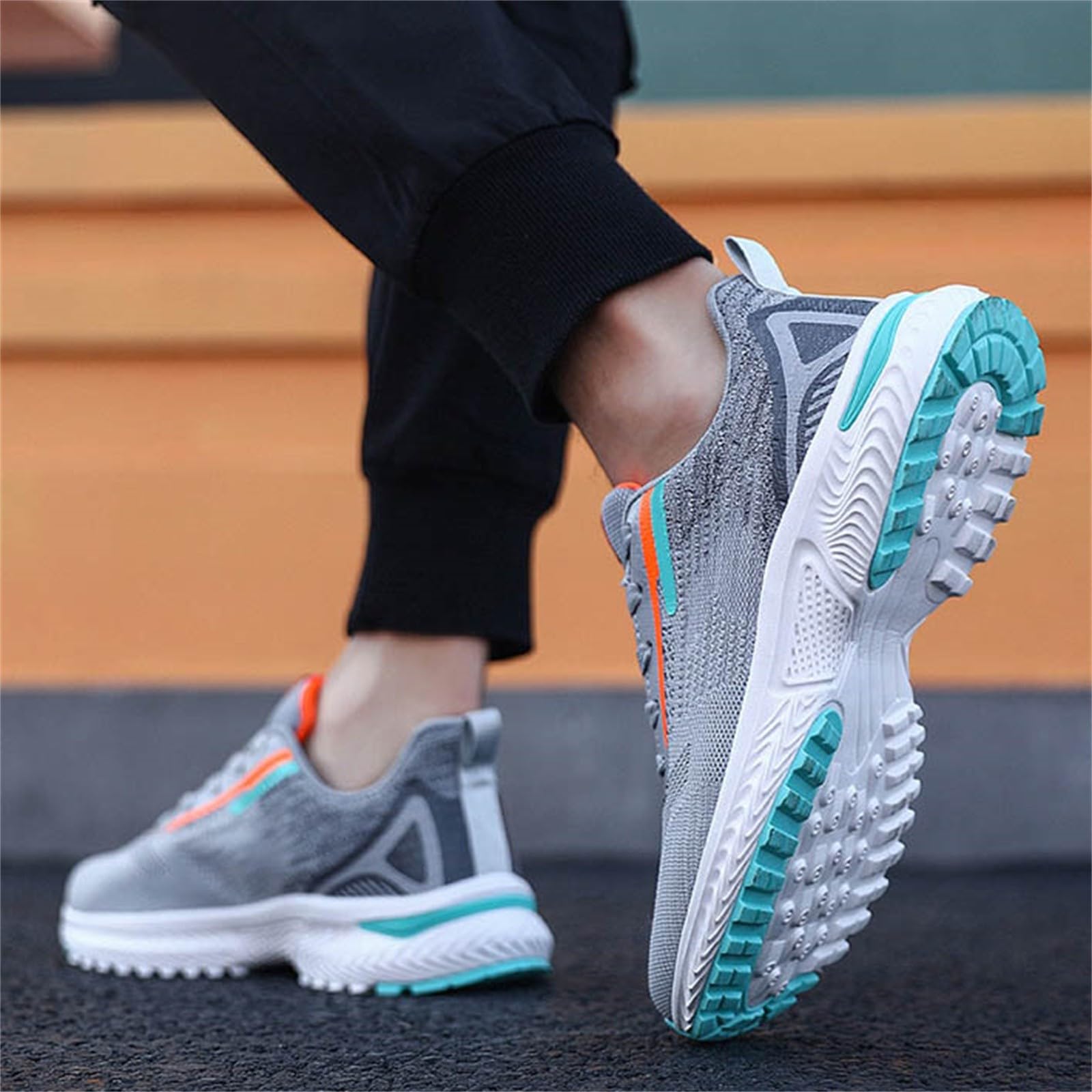 Scarpe da ginnastica da uomo in rete, traspiranti, con lacci