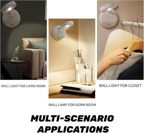 Miniatura 7 de Luces de pared, lámpara de pared con sensor de movimiento, luz de lectura con 3 temperaturas de color y 3 niveles de brillo, luces recargables de