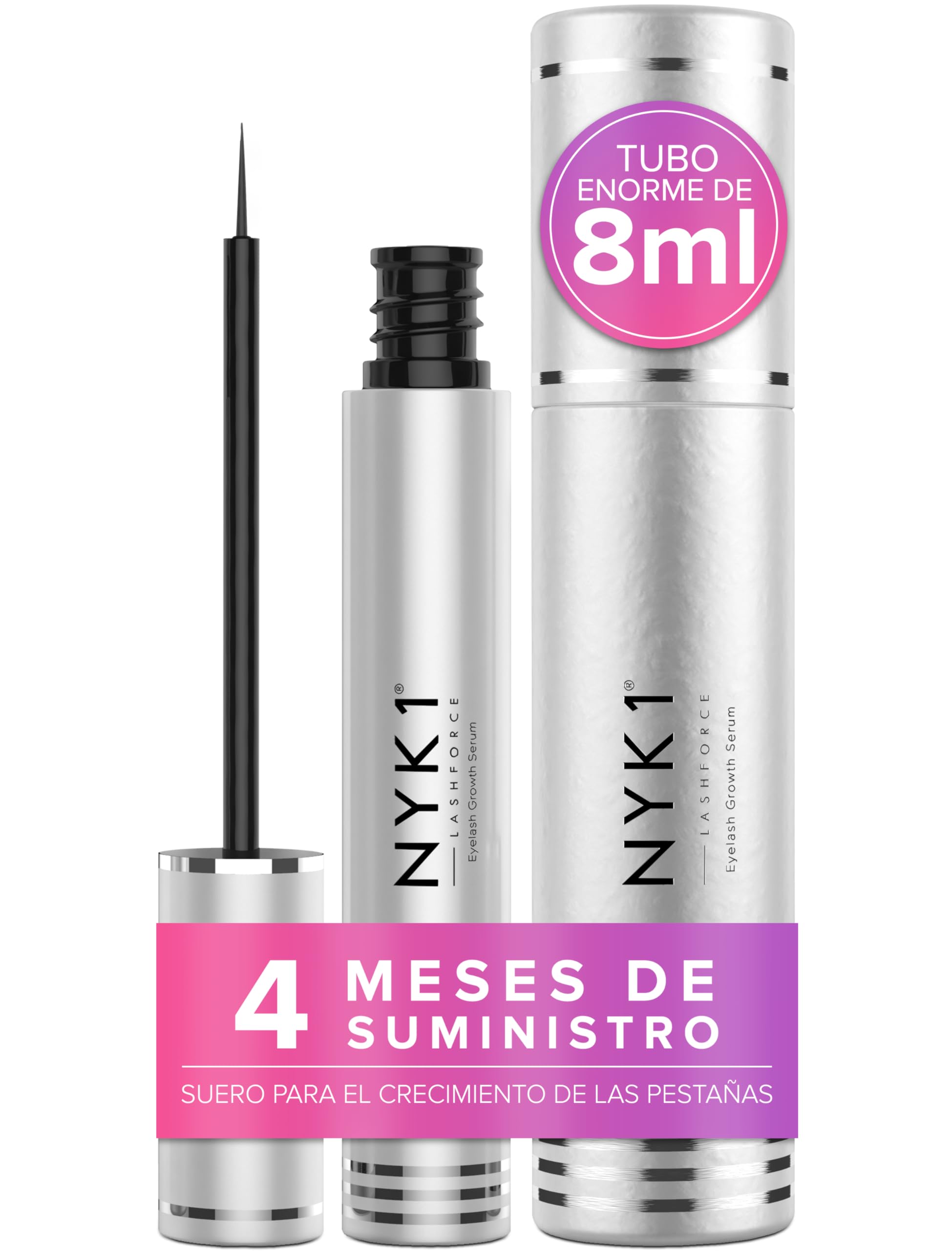 LashForce Serum para pestañas (XL – 8 ml) NYK1 Serum para pestañas sin hormonas para el crecimiento de pestañas, suero de pestañas para el crecimiento de pestañas, ganador de la prueba para pestañas