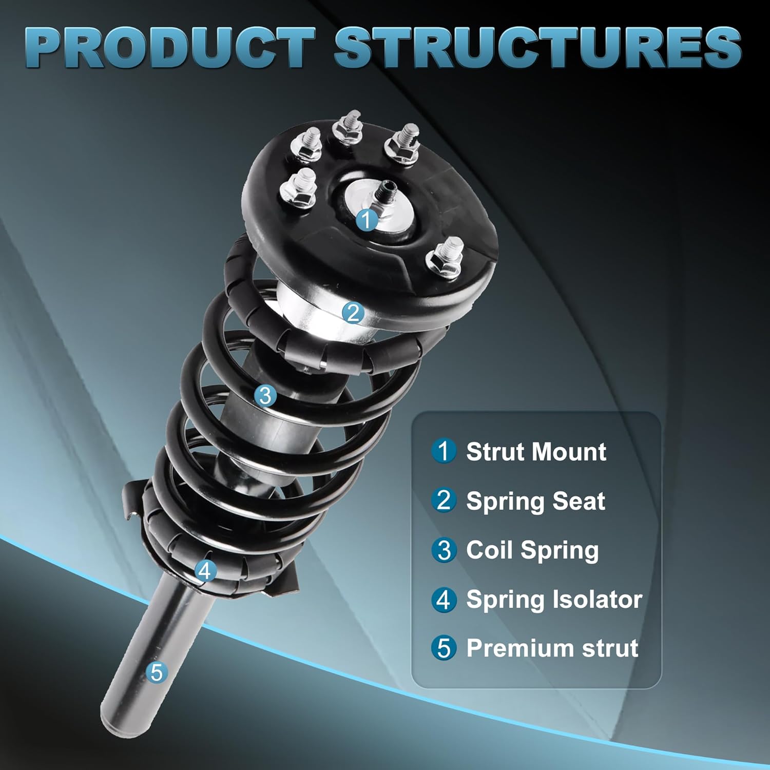 Front Struts and Shocks Complete Assembly Pair Compatible for 1998-2002 Honda Accord 2.3L 3.0L,Absorbers W/Coil Spring Replace 171691R,171691L