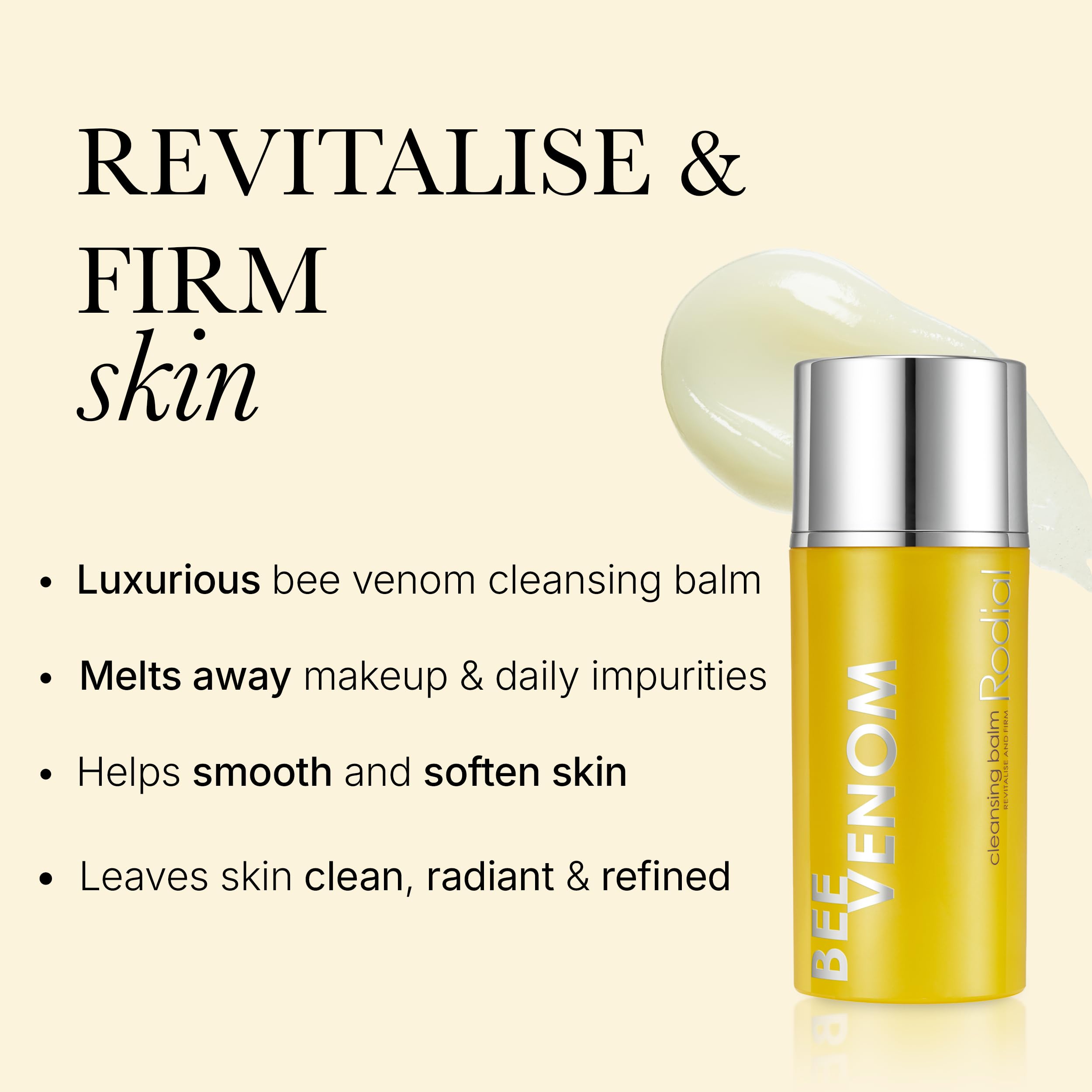 Rodial Bee Venom Baume Nettoyant 100 ml - Baume Nettoyant Luxueux pour le Visage à la Vitamine C - Formule au Venin d'Abeille pour Repulper les Rides, Acide Salicylique pour Exfolier en Douceur
