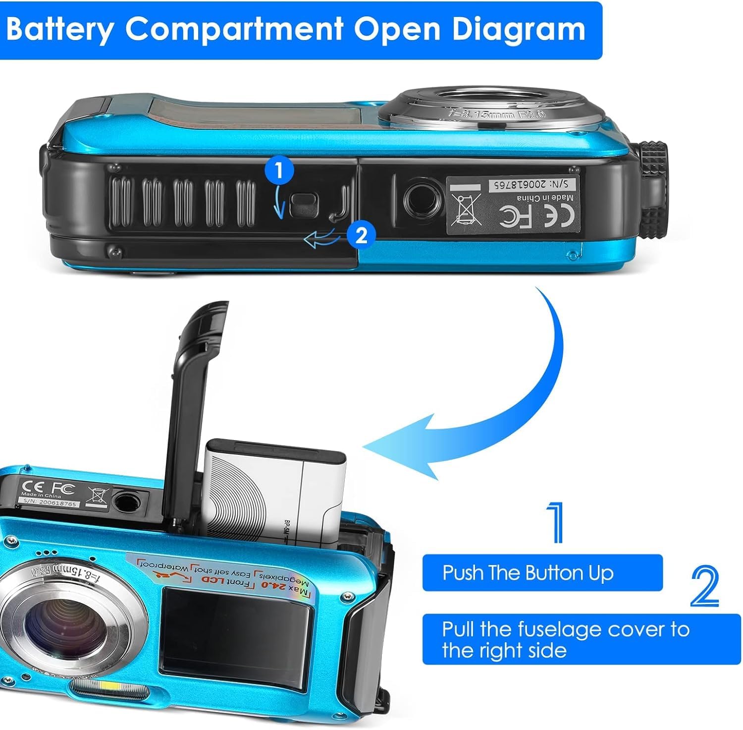 Cámara Digital a Prueba de Agua Full HD 2,7 K 48 MP Cámara Impermeable Digital Marina, Zoom Digital 16 cámaras Impermeables con micrófono LED retardador para Adolescentes Alumnos
