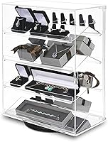 Vista 1 de MOOCA Escaparate de gafas acrílicas giratorias de 360 grados con 4 estantes extraíbles y cerradura de llave, vitrina acrílica, ideal para gafas