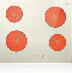 NOXTON Cooktop Elétrico De 24", 4 Bocas, Vidro Cerâmico Branco Quente, Com Temporizador, Trava Segurança Para Crianças, Alerta Alta Temperatura, Controle Por Sensor Toque, Instalação Sob Demanda, 24