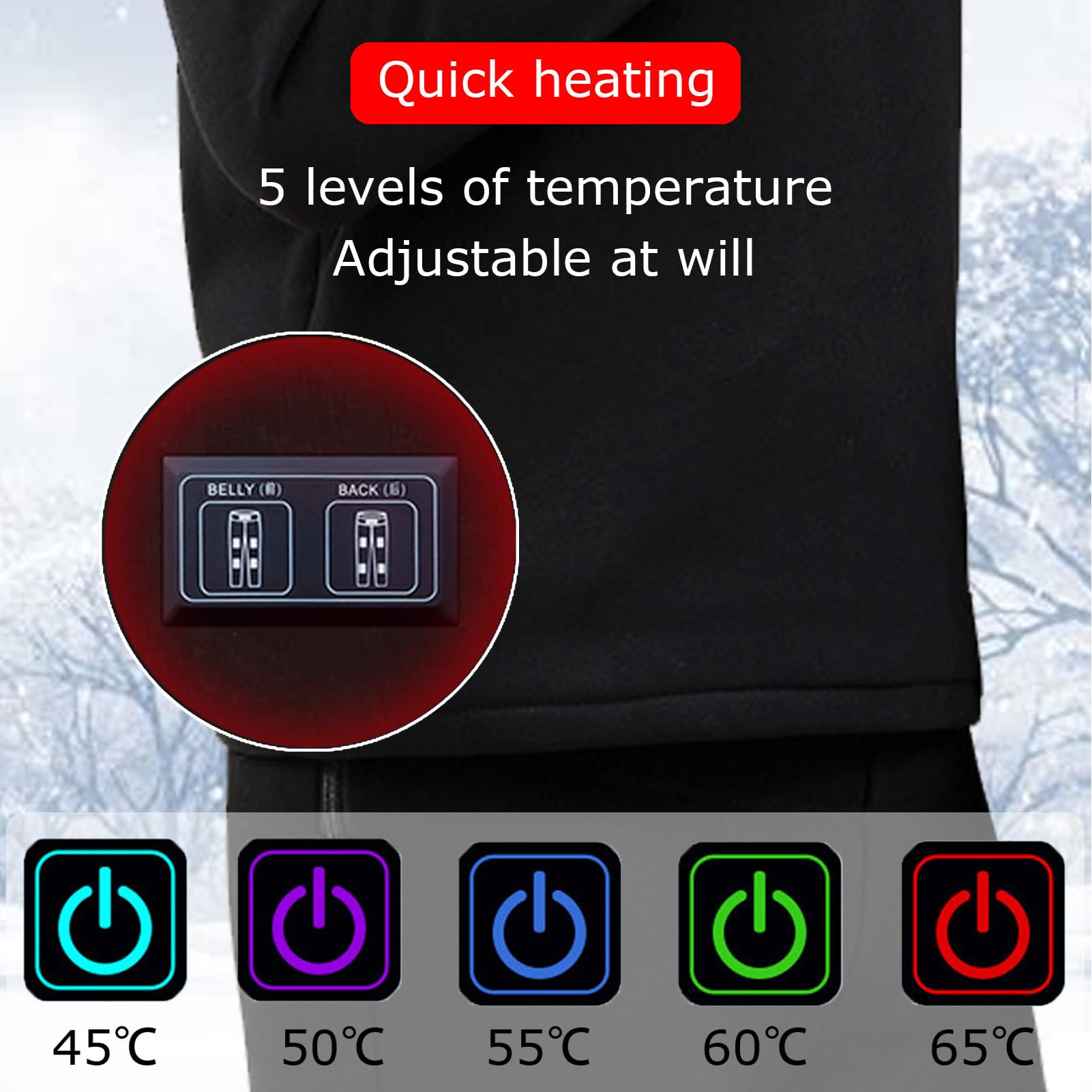 Fondo Intimo Riscaldante Intelligente per Uomo Donna Intimo Termico Baselayer Riscaldato Elettricamente A 12 Zone per La Stagione Fredda,M,Tops