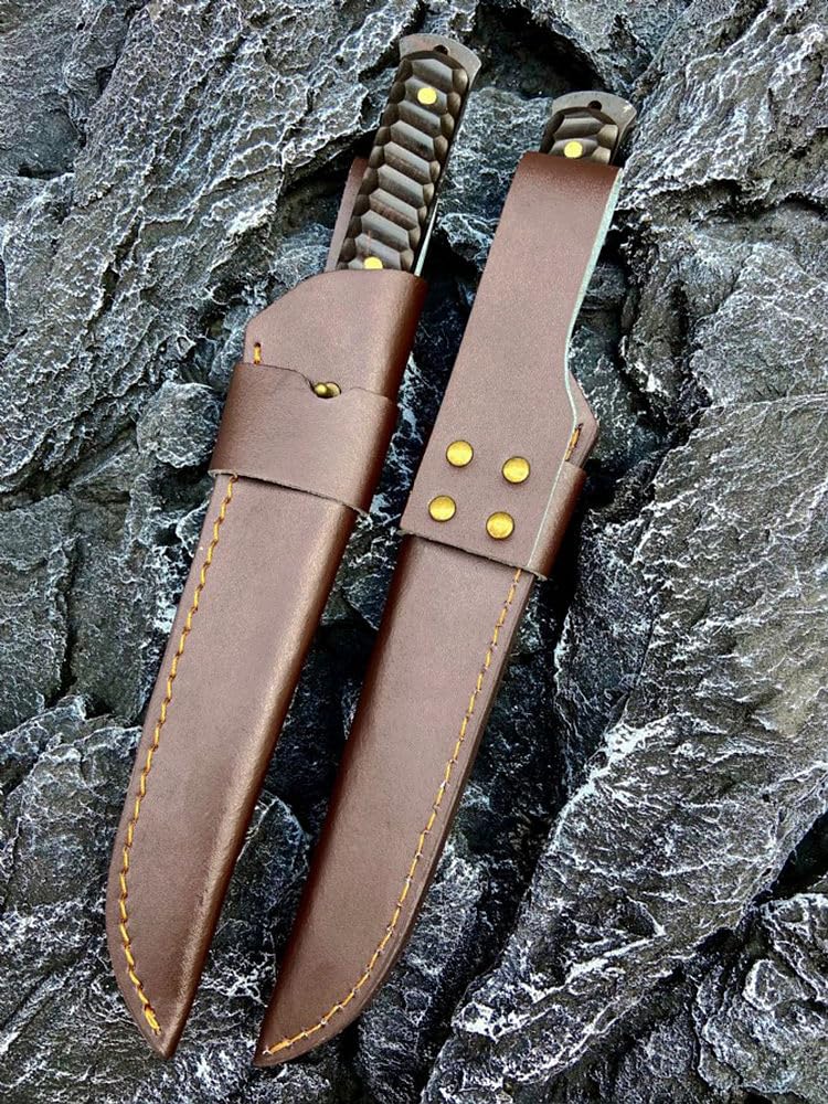 Generico TEERMA ZS2 Forgiatura integrata fixed blade Coltello multiuso, Utilizzato principalmente per campeggio, caccia, pesca, esplorazione della giungla, escursionismo（Consegna casuale degli stili）