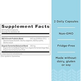 Ancient Nutrition Probiotics, SBO Probiotics Ultimate 50 Billion CFUs*/Serving, Digestive and Immune Support, Gluten Free, Ancient Superfoods Blend, Shrink-Wrapped 60 Capsules (2 Pack)