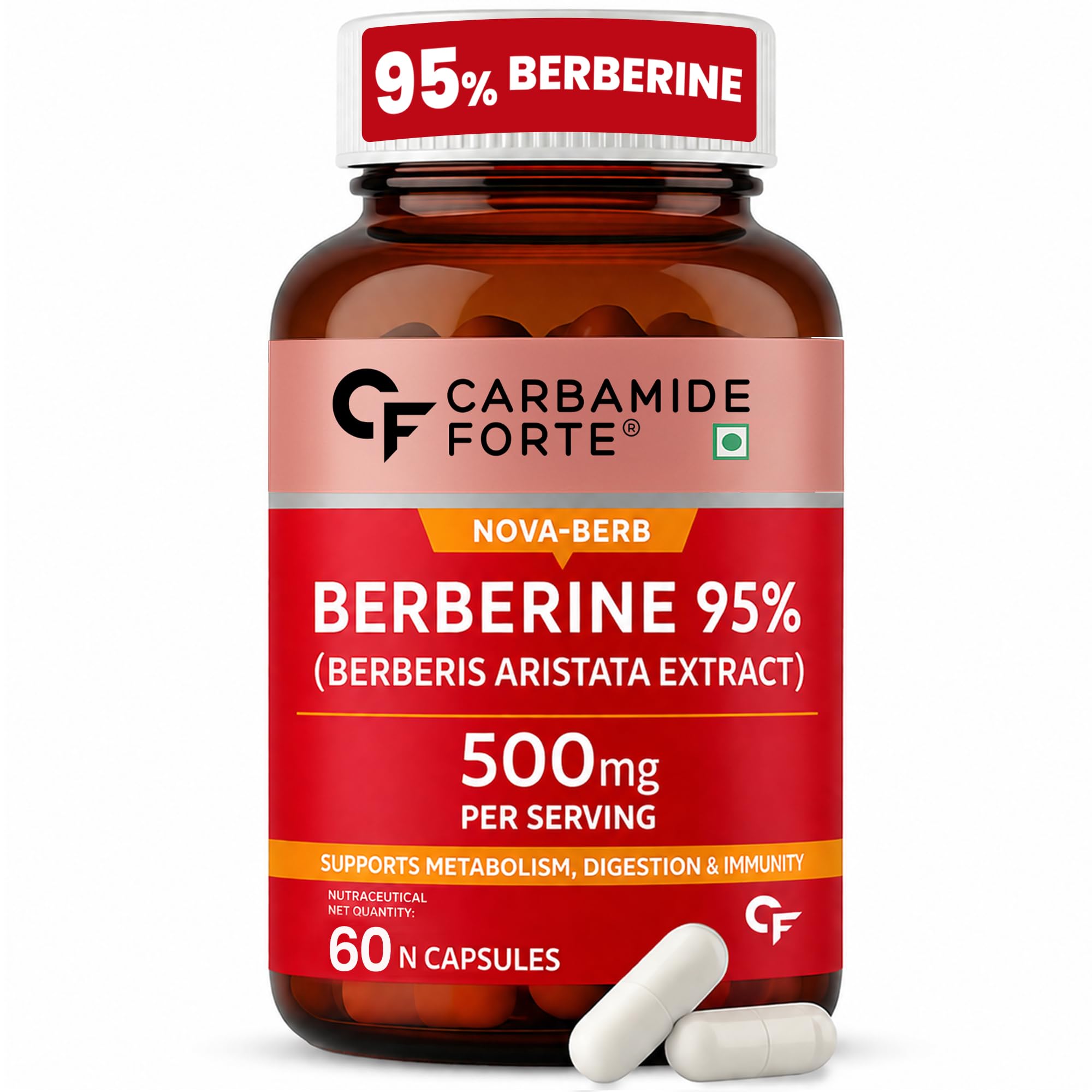 Carbamide Forte Berberis Berberine 95% with Milk Thistle & Cinnamon | Berberine Capsules 500 mg | Berberine Supplements | 60 Veg Capsule-picture-29