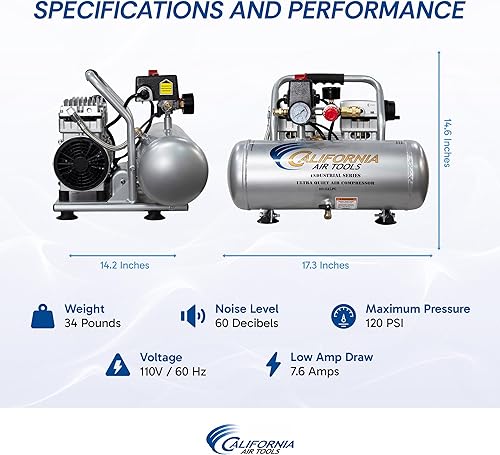 Miniatura 5 de Herramientas del aire de California 2010alfc Ultra Quiet aceite y ligero 10HP Compresor De Aire Industrial 20Galón