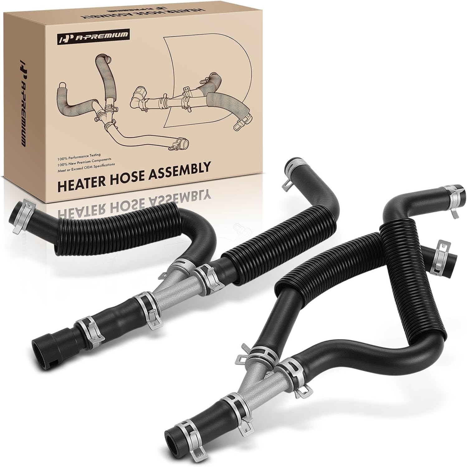 A-Premium Heater Hose Pipe Line Assembly Compatible with Chrysler Town & Country 2008-2009 & Dodge Grand Caravan 2008-2009 & Volkswagen Routan 2009-2010, With Auxiliary Heater and Plastic Y-Pipe