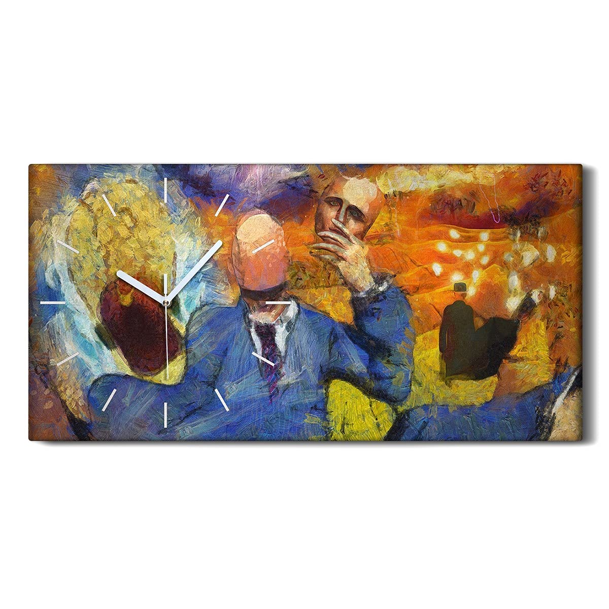 Horloge sur Toile Figures Humaines Abstraites 60x30cm Image Art Mural Salon