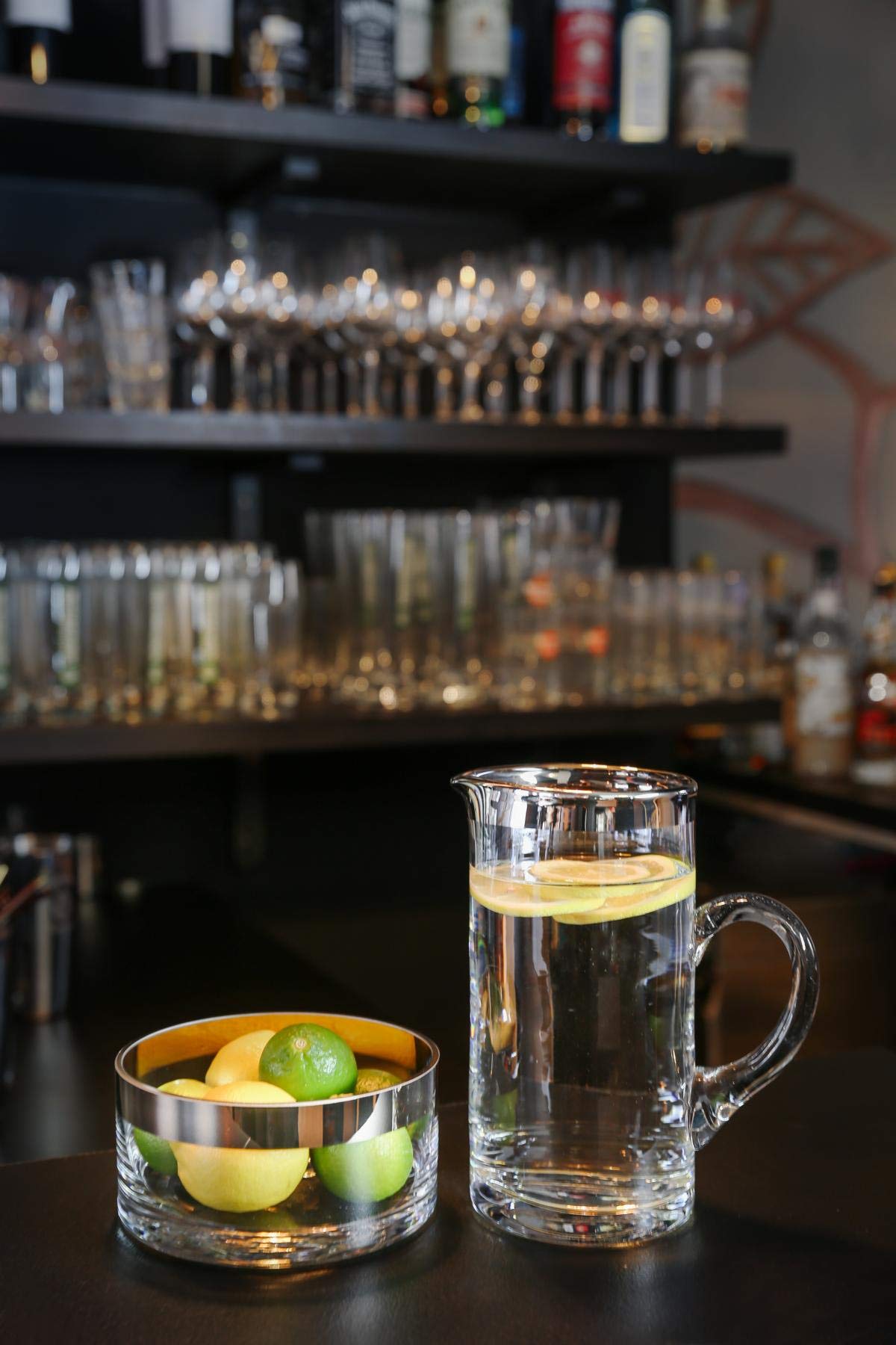 EDZARD Jarra Robert, vidrio soplado con borde de platino, altura 20 cm, capacidad 1 litro, cántaro, jug, taza, pitcher, jarron, para agua, zumo, té helado