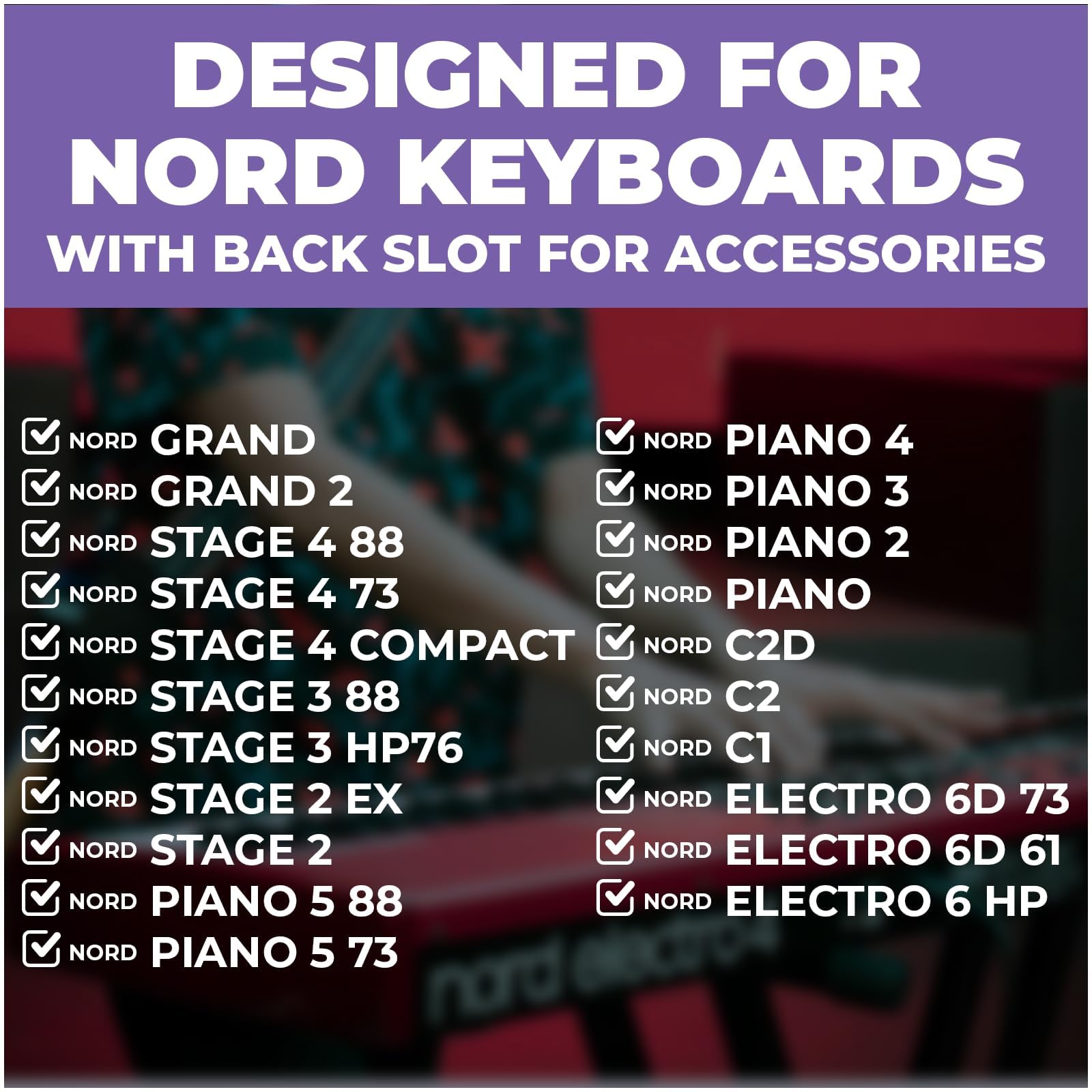 Liquid Stands Notenständer für Nord-Keyboard – passend für alle Nord Grand Stages 76/88, Electros C1/C2/C2D, Klavier und mehr – verstellbarer, tragbarer, robuster breiter Notenständer für Notenblätter