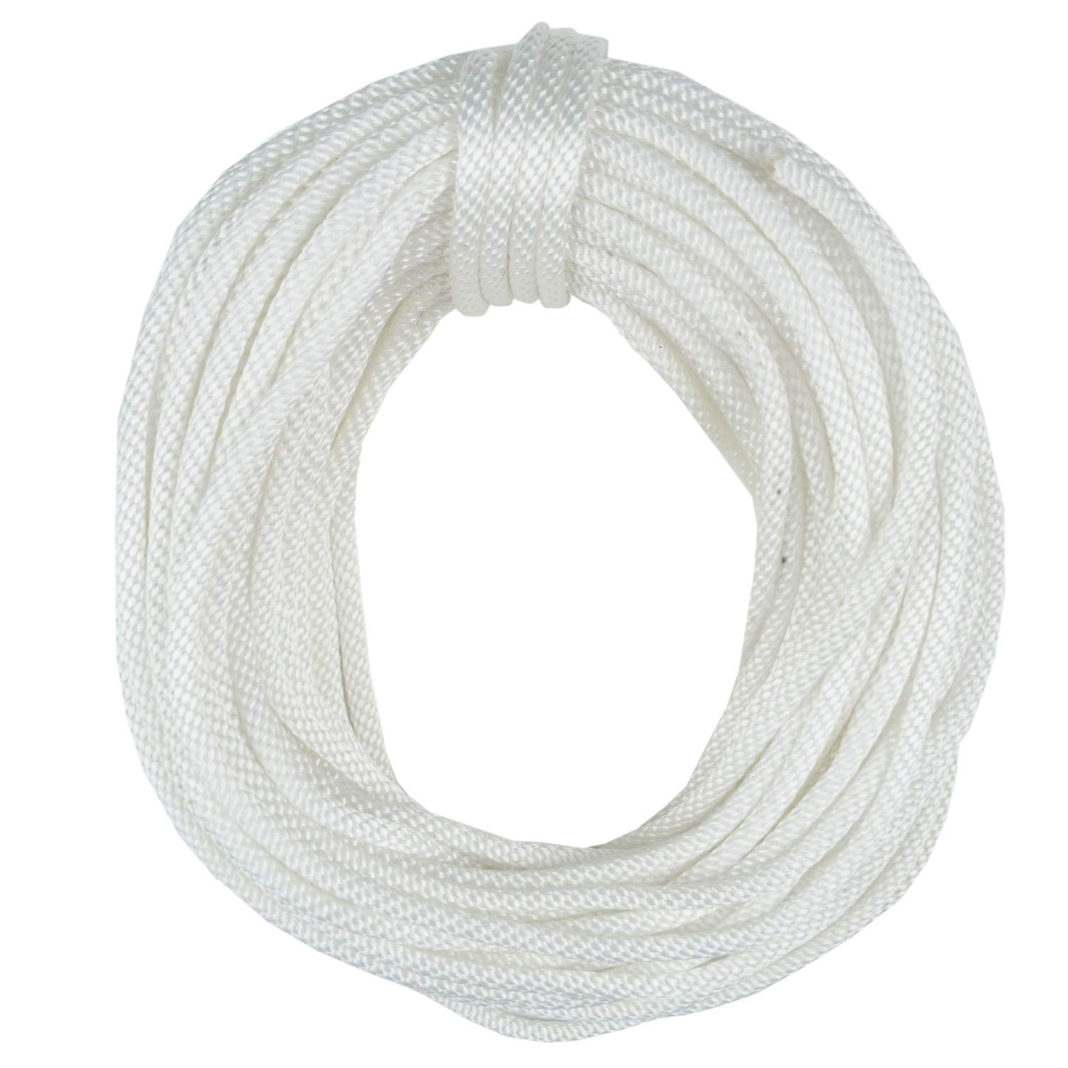 Lomo Multi Purpose Line, 3/16" 4mm x 100ft 30m Solid Braid Nylon Rope - White