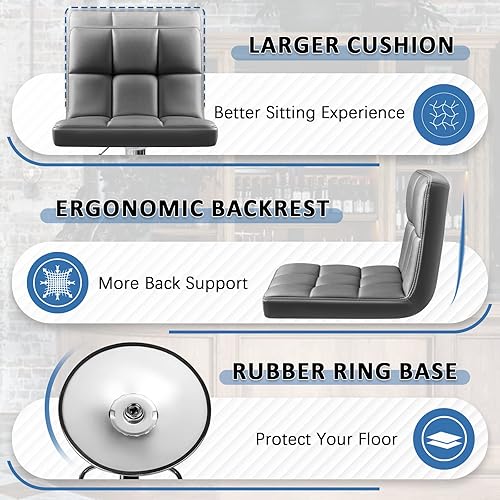 Miniatura 6 de Homall - Taburetes de bar de cuero sintético, con altura ajustable, giratorios, hidráulicos sin brazos, taburete de bar y cocina cuadrado de altura
