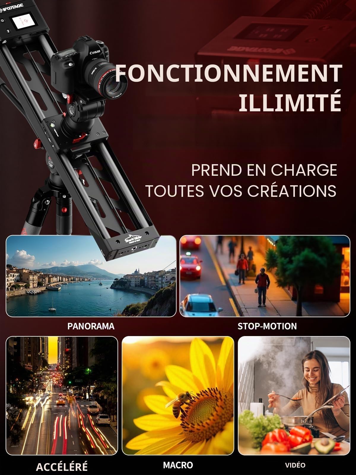 IFOOTAGE Shark Slider Nano II-660, Slider Motorisé 66cm pour Caméra et Téléphone, avec Suivi d'Objet, 6 Modes de Shoots (Vidéo, Timelapse, Animation)
