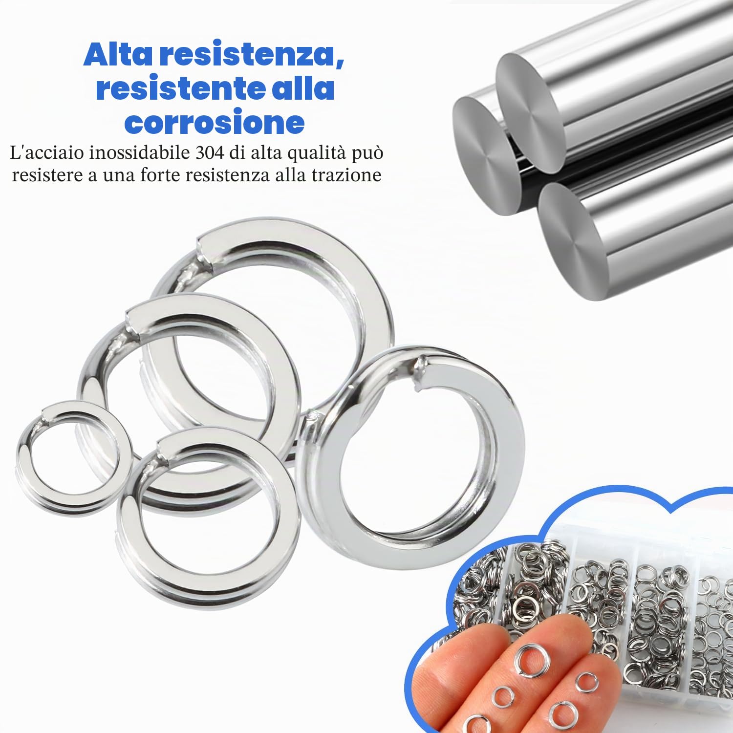 200 Pezzi Fishing Split Rings, Connettore ad Anello Solido per Esche, Connettori Fishing Tackle per Esche da Pesca, con Pinze per La Pesca
