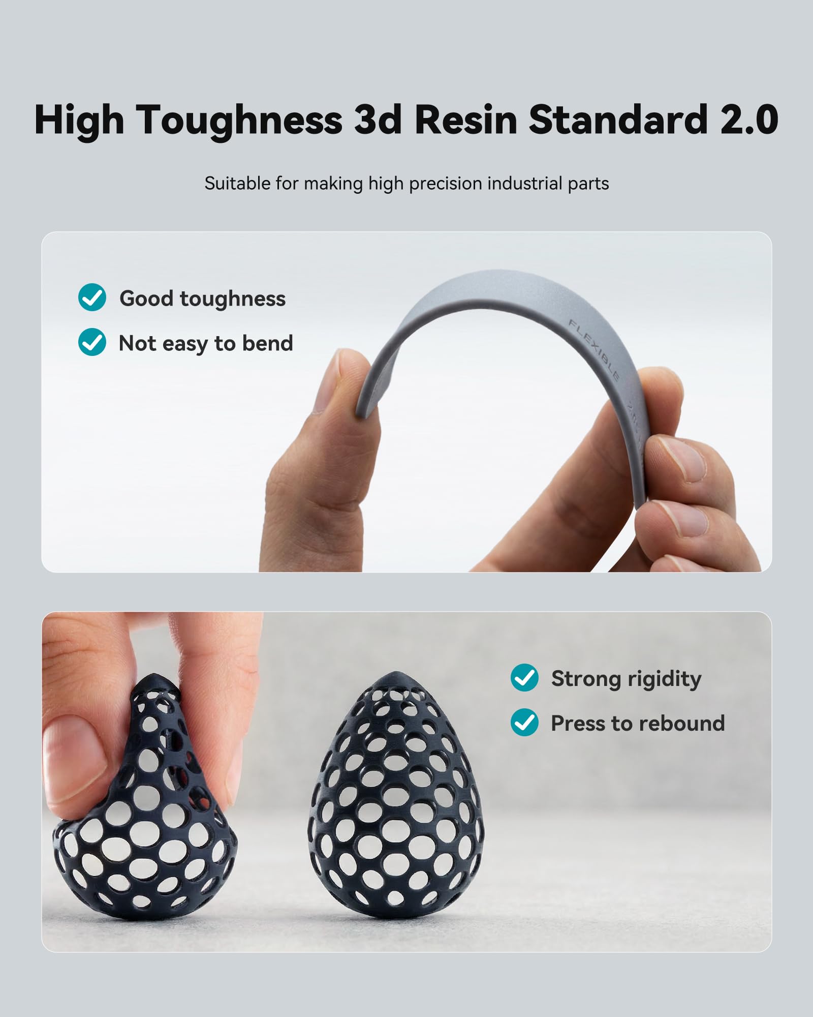 SUNLU 4KG Résine Imprimante 3D Standard 2.0 Gris Foncé, Ténacité supérieure