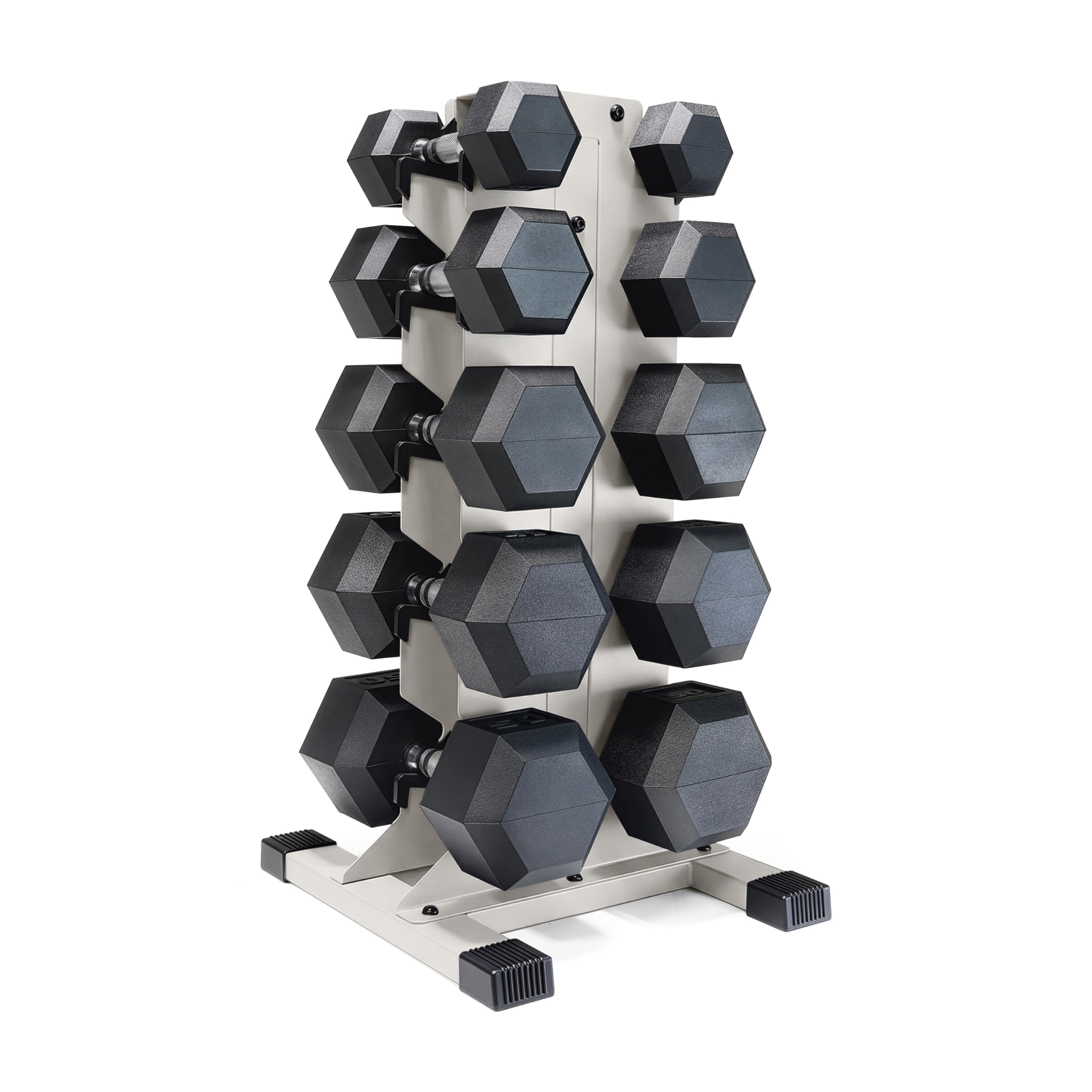 CAP Barbell Rubber Coated Hex Dumbbell Set with Vertical Rack | 100-300 lbs Free Weights Dumbbells Set for Home Gym | Multiple Options