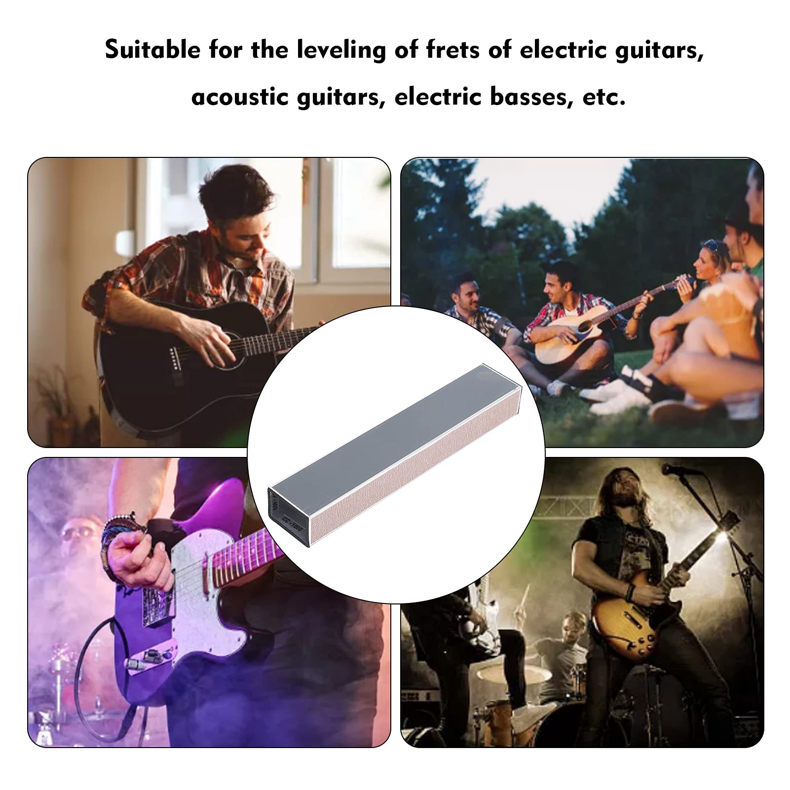 Gitarowy drążek poziomujący, zestaw do polerowania progów gitarowych, wiązka poziomująca progi gitarowe, narzędzia do pilnika progowego lutnika, papier ścierny,