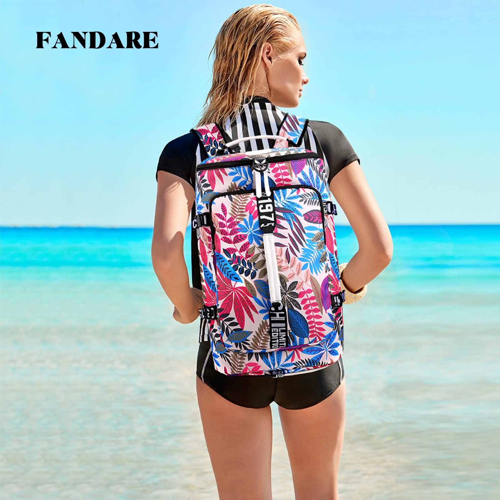 FANDARE Borsone da Viaggio Sportivo Grande - Borsa Palestra per Donna e Uomo - Weekender con Tracolla per Laptop, Piscina e Zaino