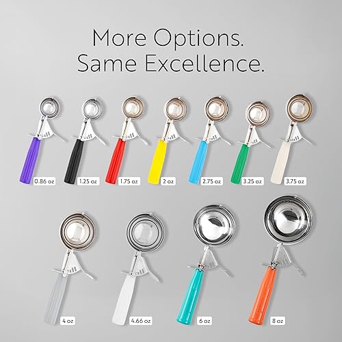 Vista 5 de Restaurantware 0.86 onzas Cuchara de porción, 1 cuchara de galletas con liberación de gatillo de acero inoxidable - Con mango de orquídea, medidor