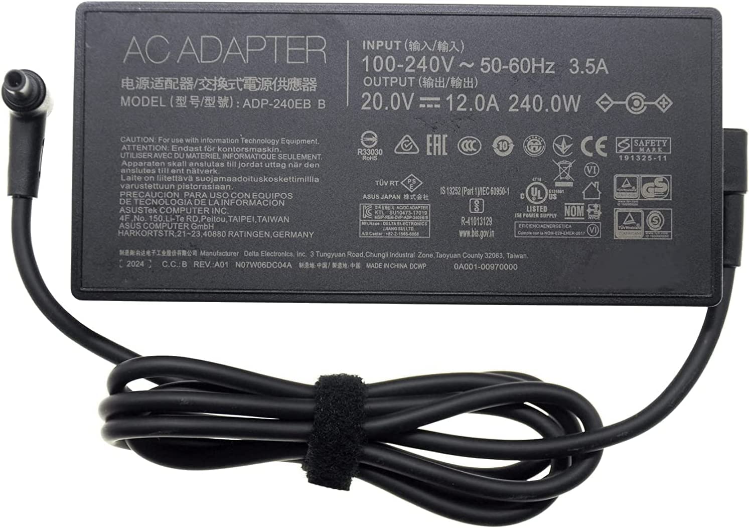 240 W, 20 V, 12 A, ADP-240EB AC, adapter do laptopa, ładowarka kompatybilna z ASUS ROG 15 GX550LXS RTX2080 S15 S17 G15 G513 GX550LXS RTX2080 G733QM G733QR G733QS G733QS 3QSA RTX3QSA 2080