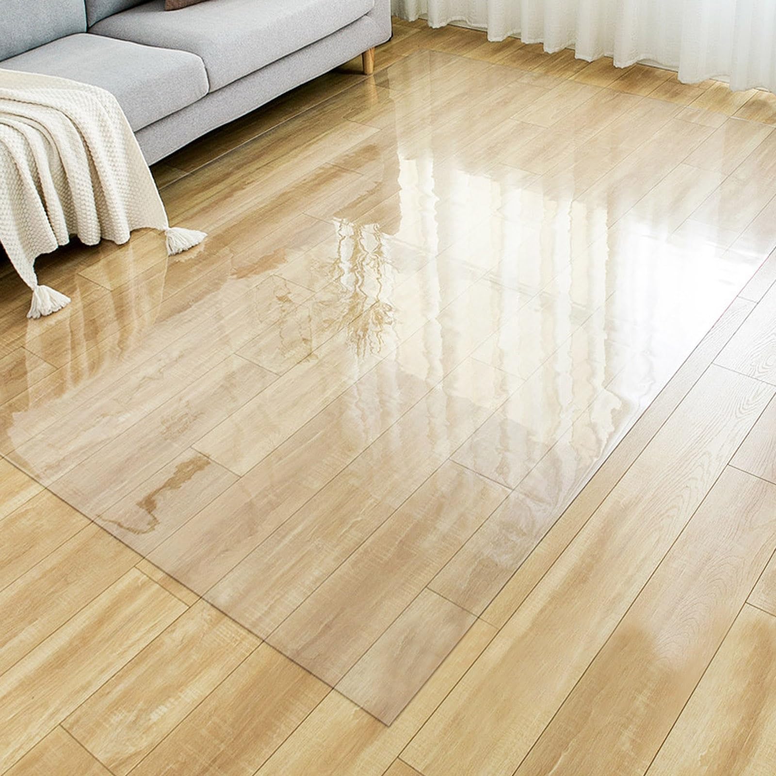 Tapis de sol transparent pour bois et carrelage 40 x 60 cm, 80 x 140 cm, 120 x 150 cm, protection en PVC durable contre les déversements et les rayures, ne jaunit pas, facile à enrouler (80 x 100 cm)