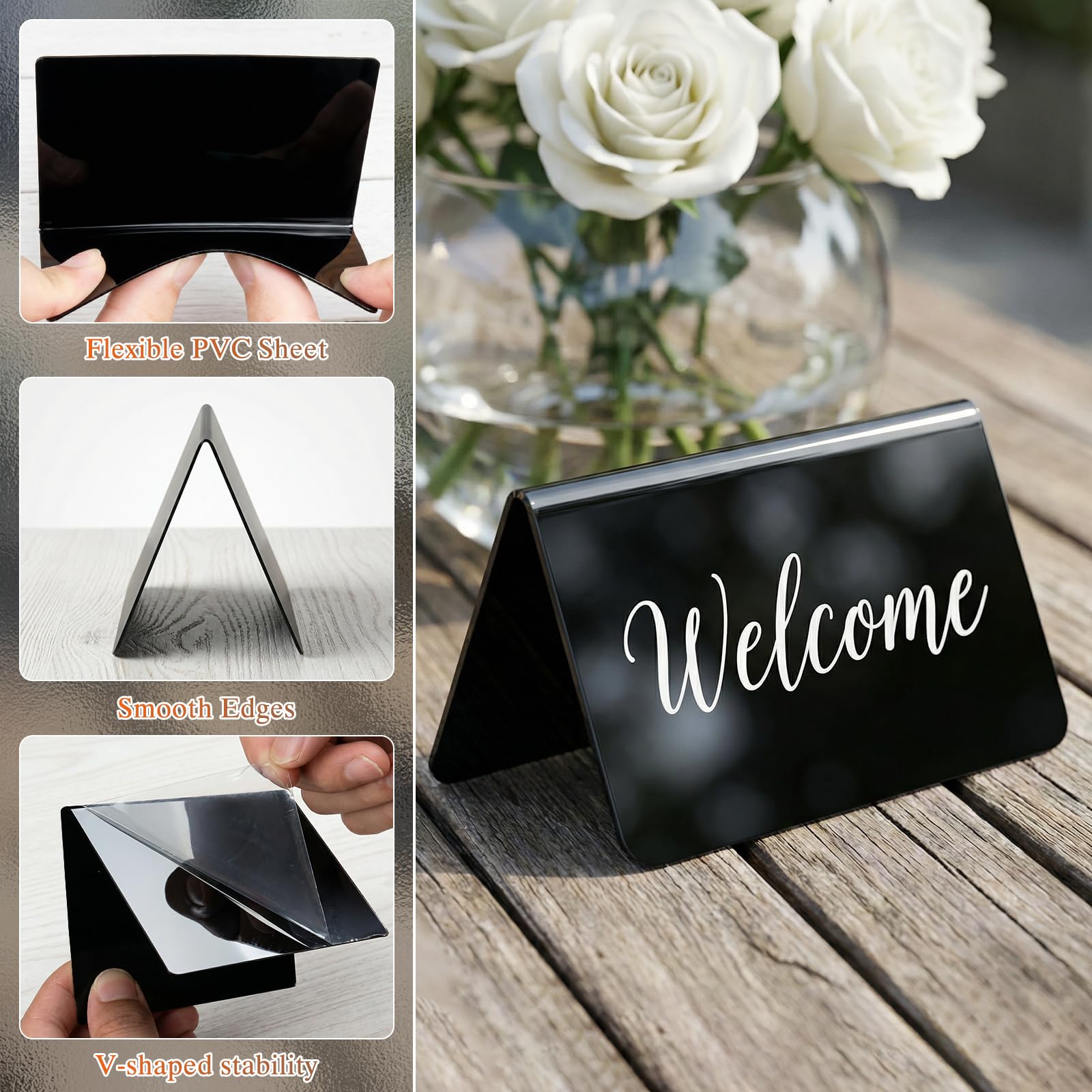 Woobroo 40 Pcs Mini Chalkboard Signs - V-Shaped Table Reservation Signs for Party, Caf, Restaurant (Black) - Image 3