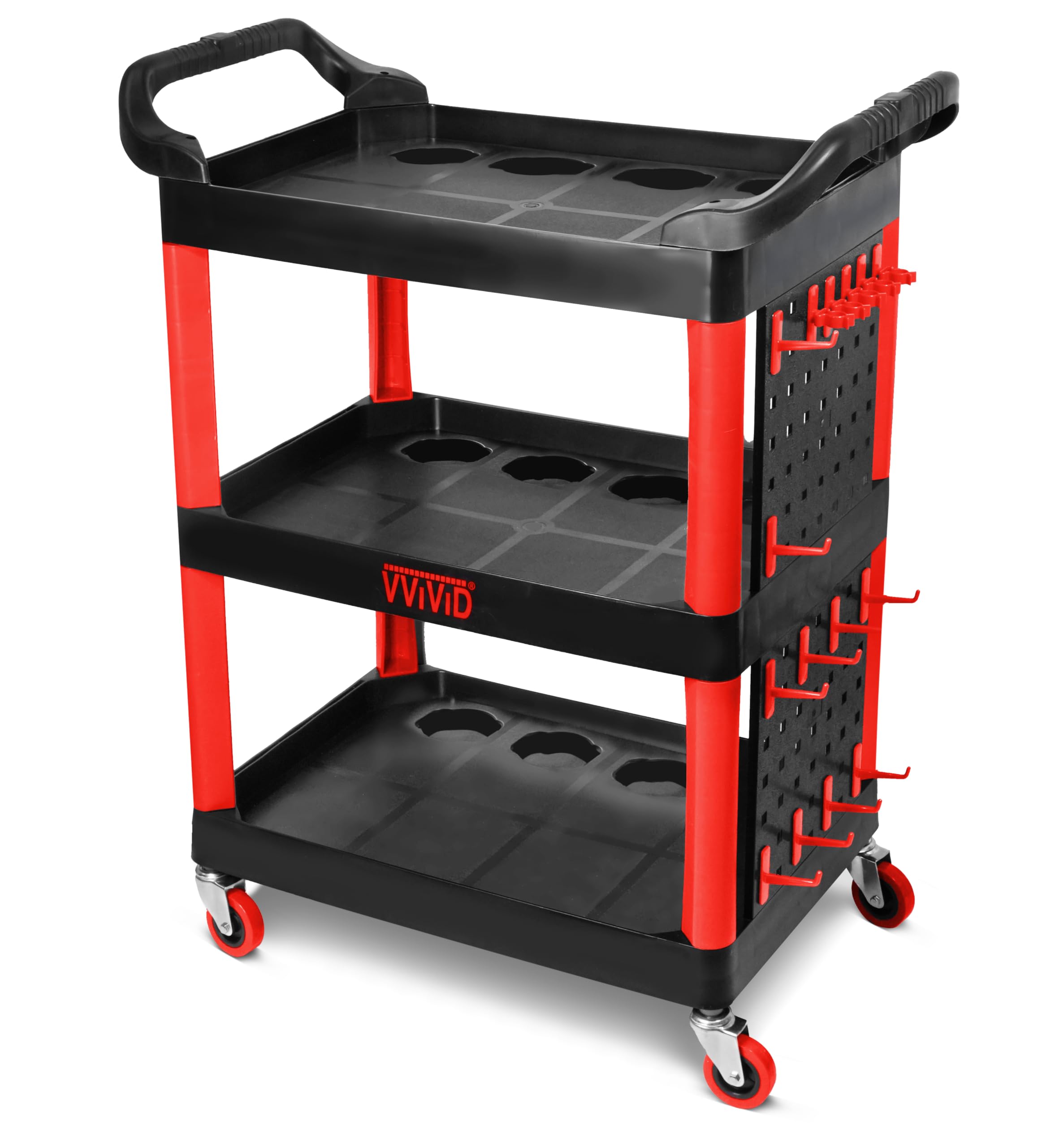 VViViD Detailing Tool Cart Heavy Duty with 3 Trays Surface Safe Plastic ...