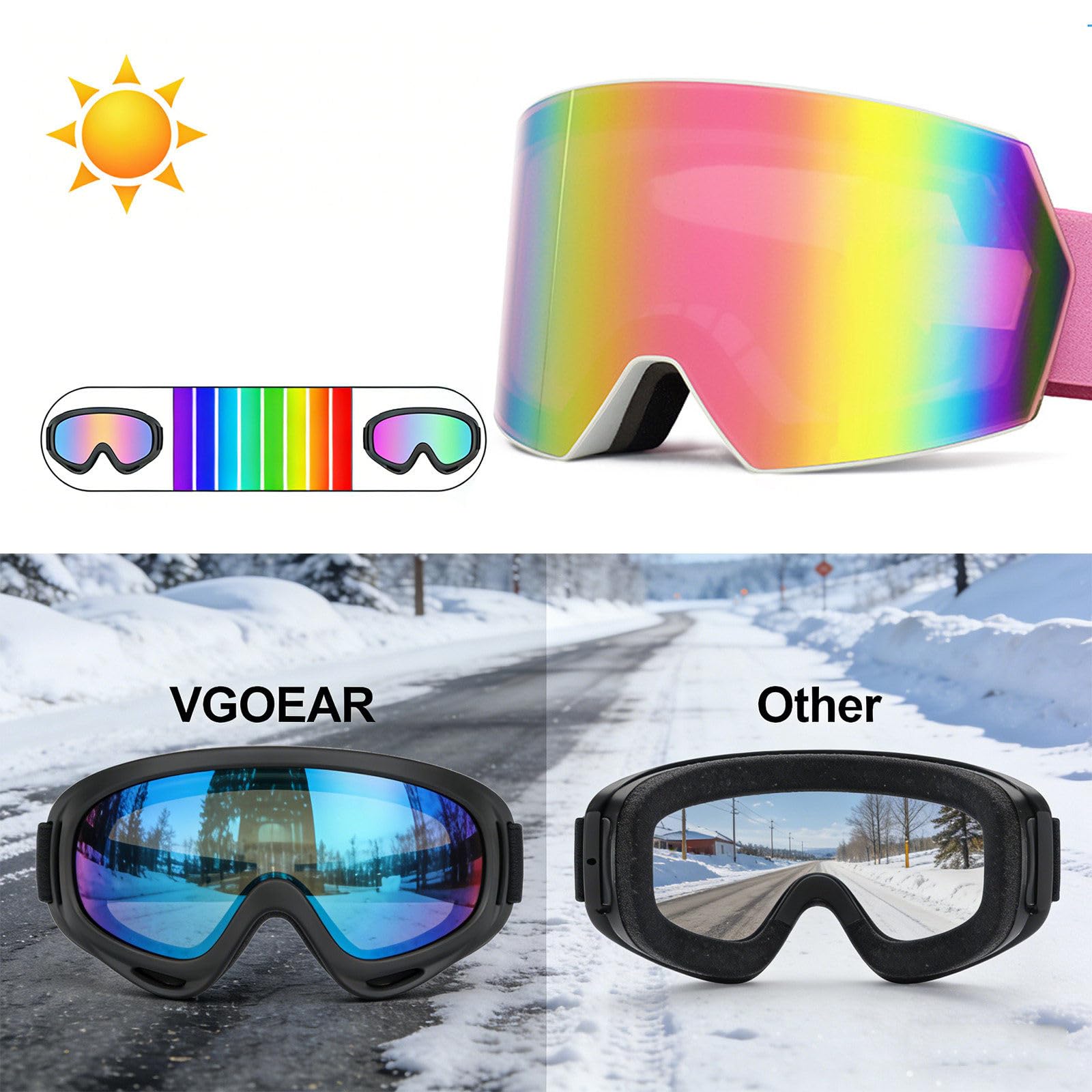 Occhiali protettivi per Sport Invernali da Uomo e da Donna, Occhiali protettivi per Sport Invernali con Doppia Lente antiappannamento, Occhiali da Neve e Snowboard D