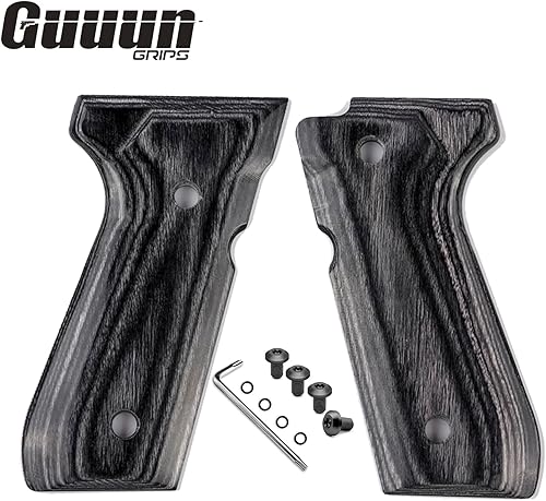 Miniatura 29 de Guuun Empuñadura de madera para Beretta 92/96 de tamaño completo 92FS Grips, panel de mango de pistola compuesto de madera de color A